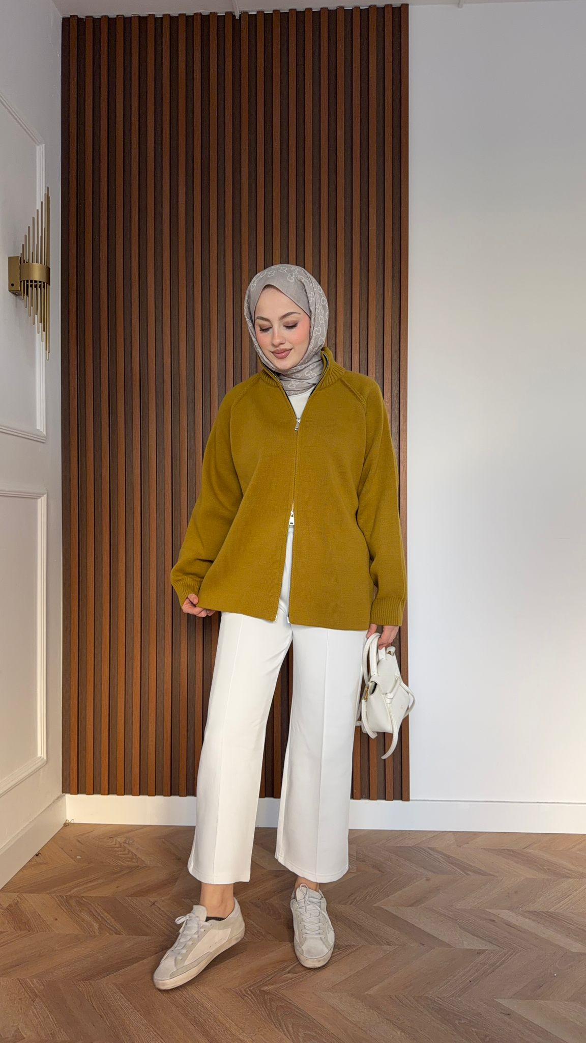 MEYSADESIGN KNITWEAR Marbella Triko Hırka Yağ Yeşili