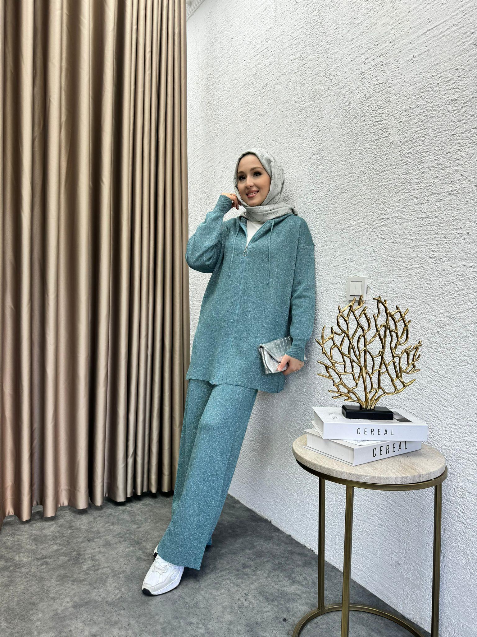 Zippered Knit Set Mint Green