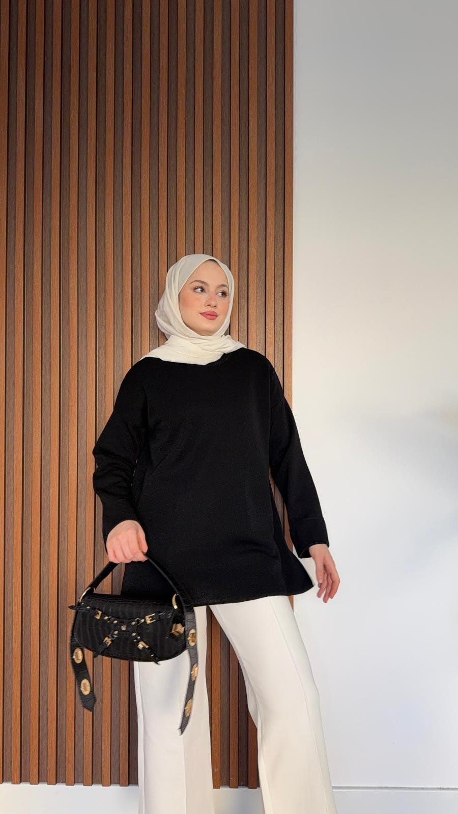 MEYSADESIGN KNITWEAR Simon Simli Triko Kazak Siyah