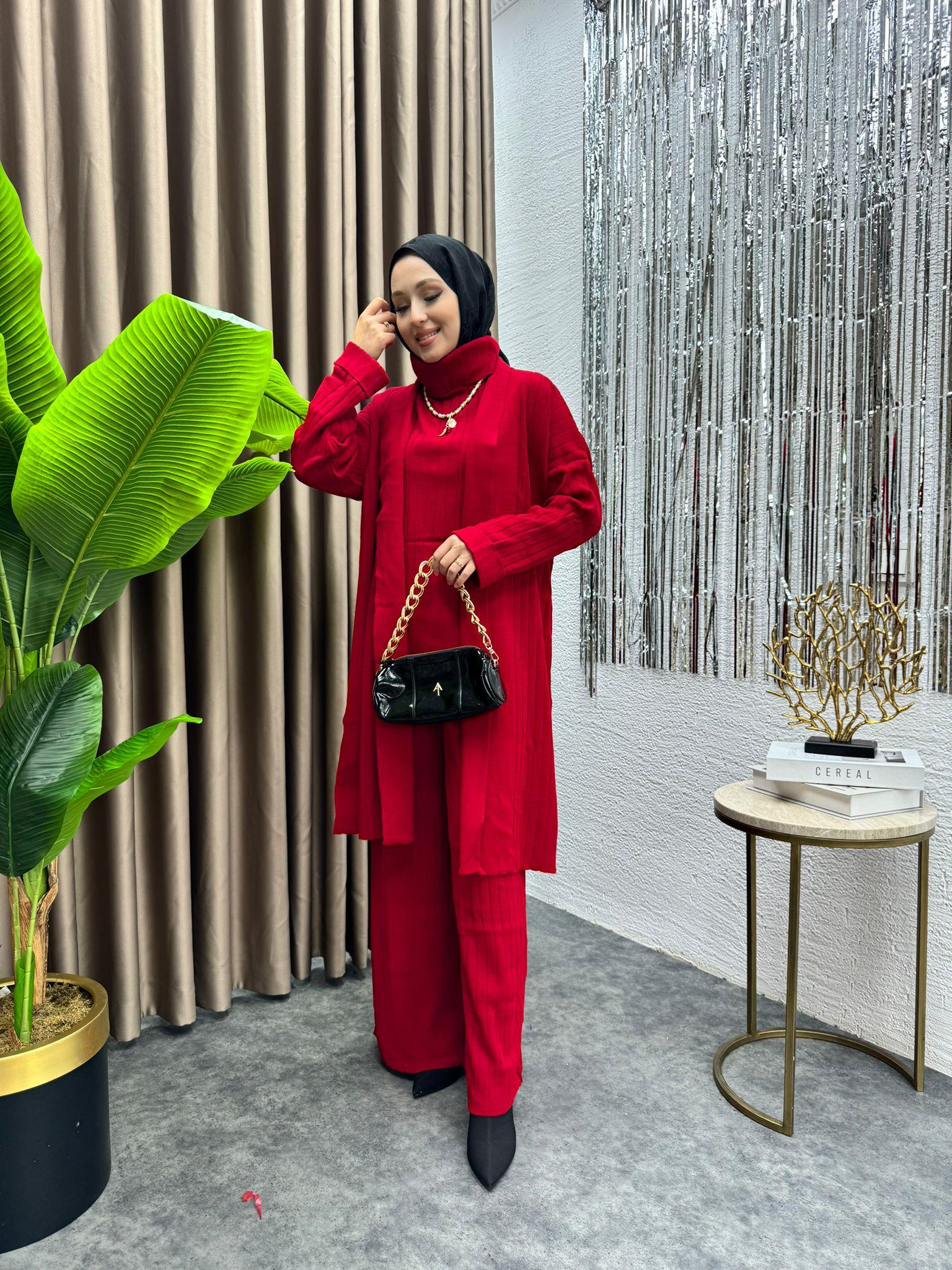 3-Piece Knit Set Red