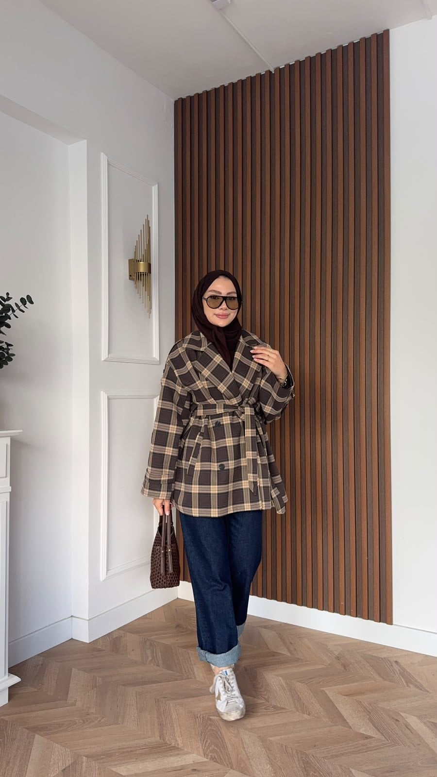MEYSADESIGN TRENCKOT Ekose Gadget Trençkot Acı Kahve