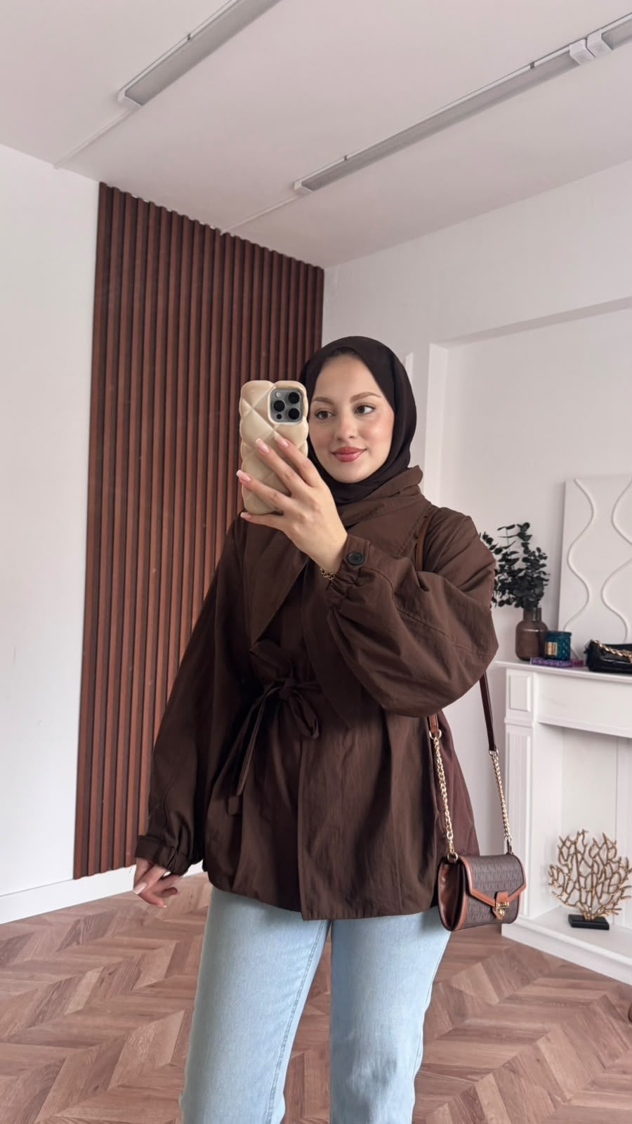 MEYSADESIGN TRENCKOT Fularlı Paraşüt Trençkot Acı Kahve