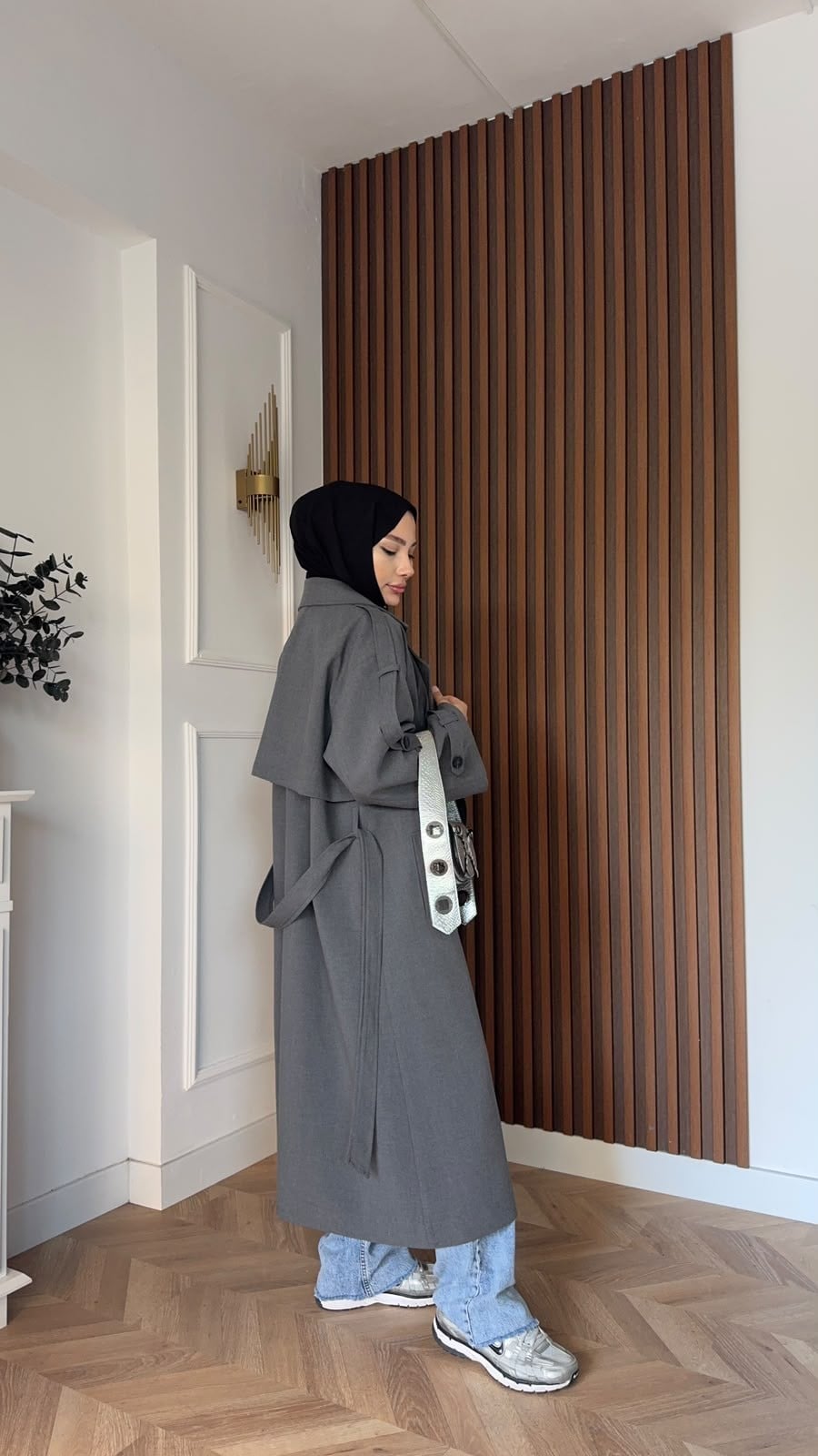 MEYSADESIGN TRENCKOT Gadget Oversize Trençkot Gri