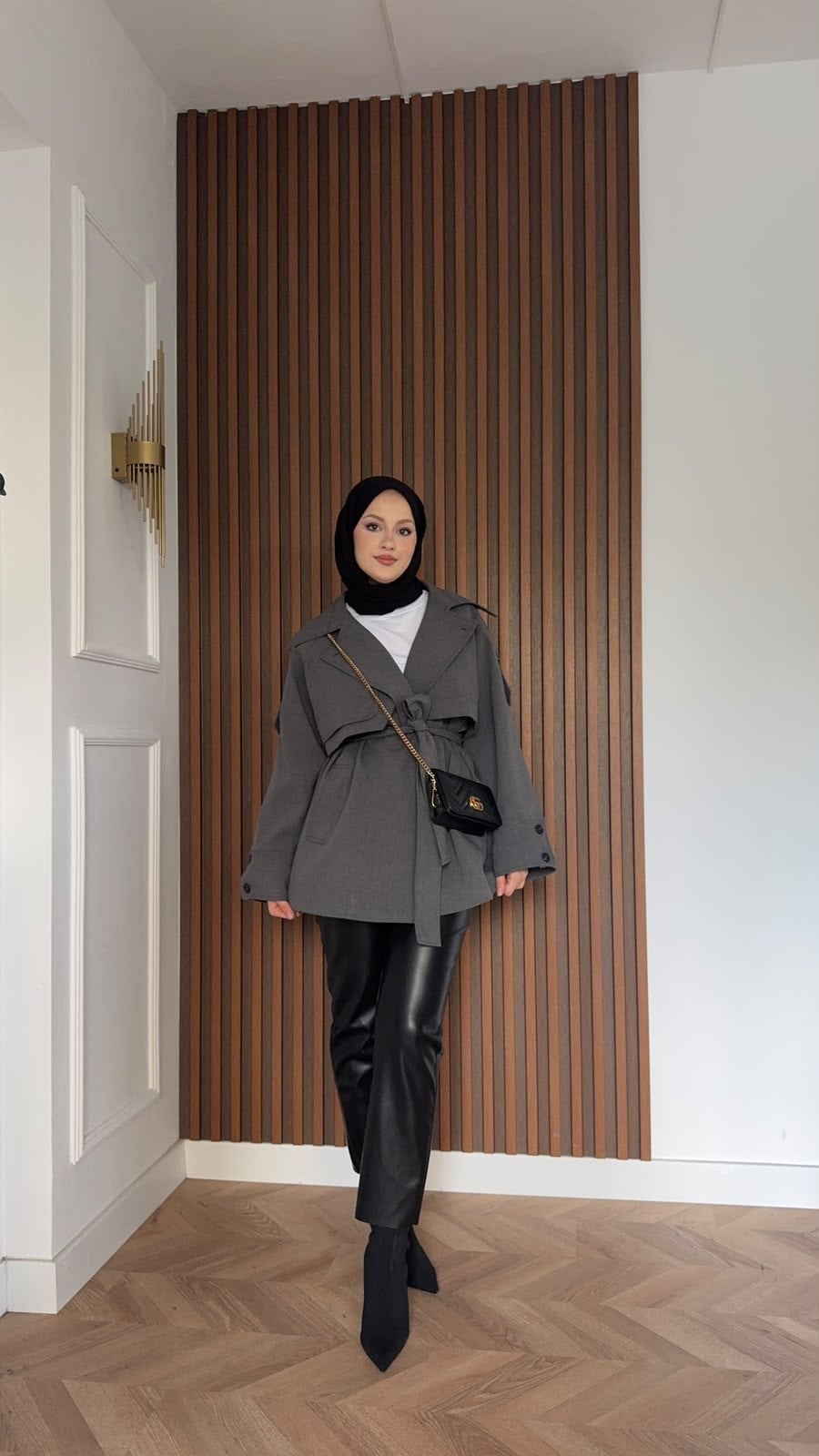 MEYSADESIGN TRENCKOT Kısa Gadget Oversize Trençkot Antrasit