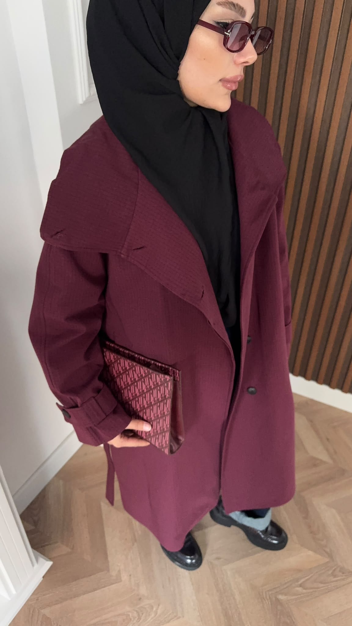 MEYSADESIGN TRENCKOT Mini Ekoseli Gadget Trençkot Bordo