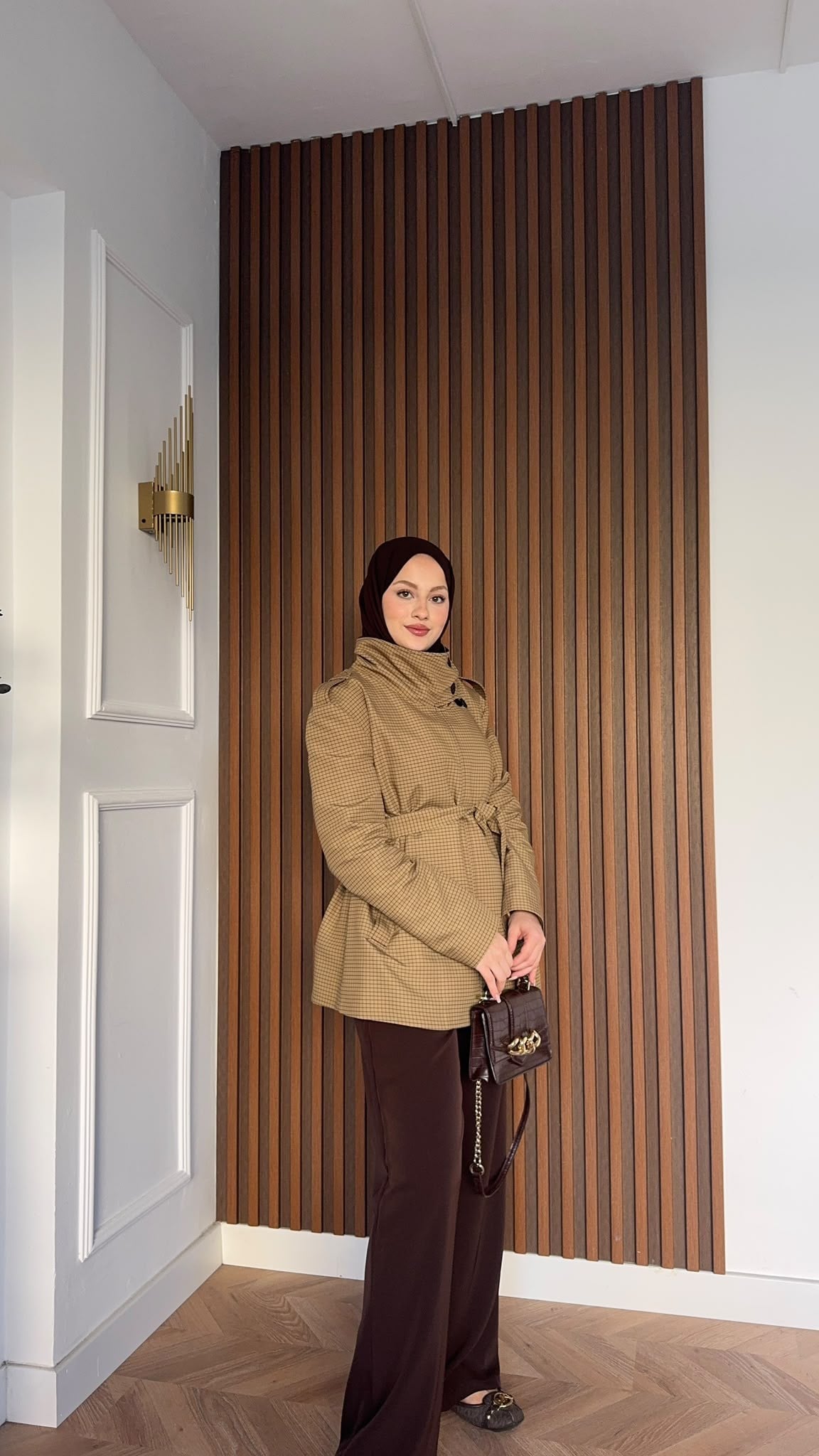MEYSADESIGN TRENCKOT Mini Ekoseli Trençkot Yağ Yeşili