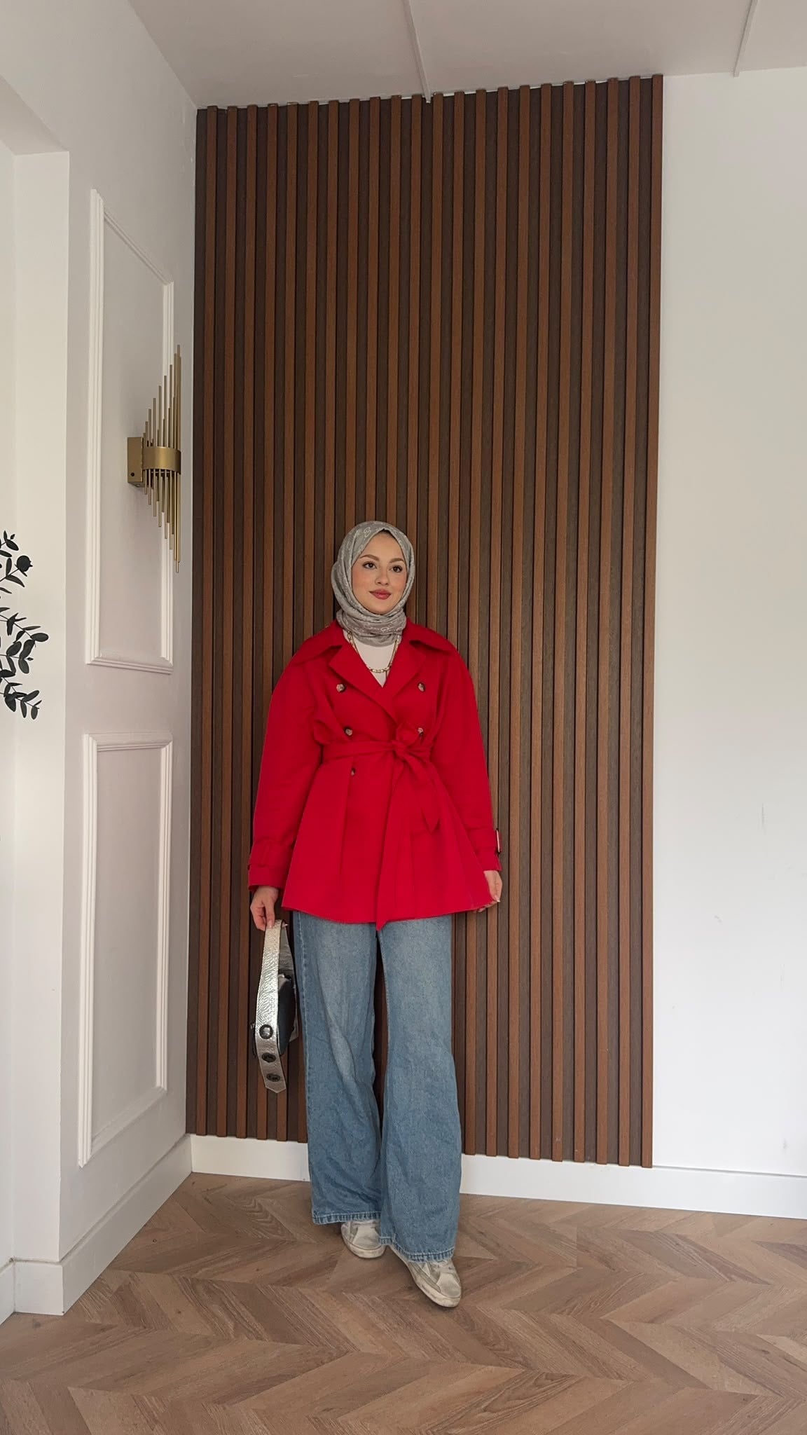 MEYSADESIGN TRENCKOT Pelerin Detaylı Gabardin Trençkot Kırmızı