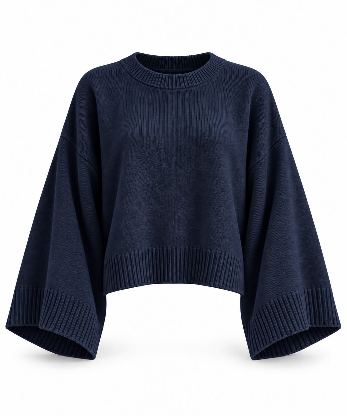 MEYSADESIGN TRİKO KAZAK Crop Etek Üstü Kazak Lacivert