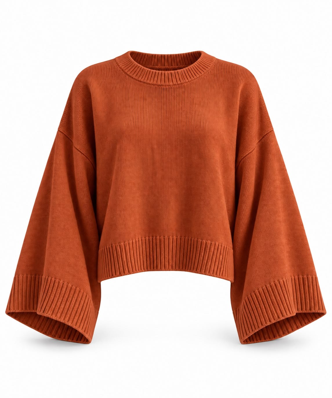 MEYSADESIGN TRİKO KAZAK Crop Etek Üstü Kazak Kiremit