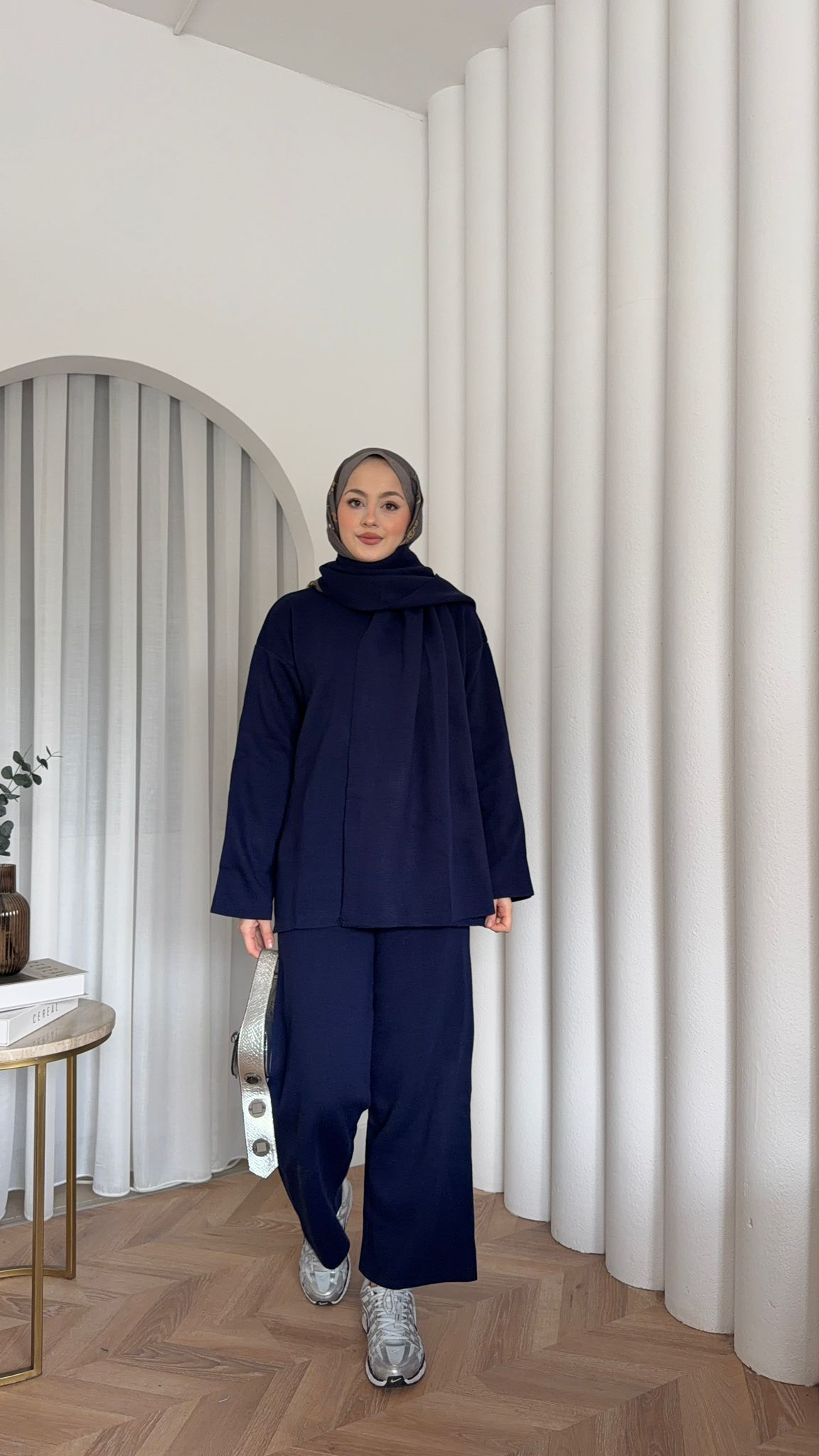 Adenya Scarf Knit 2-Piece Set Navy