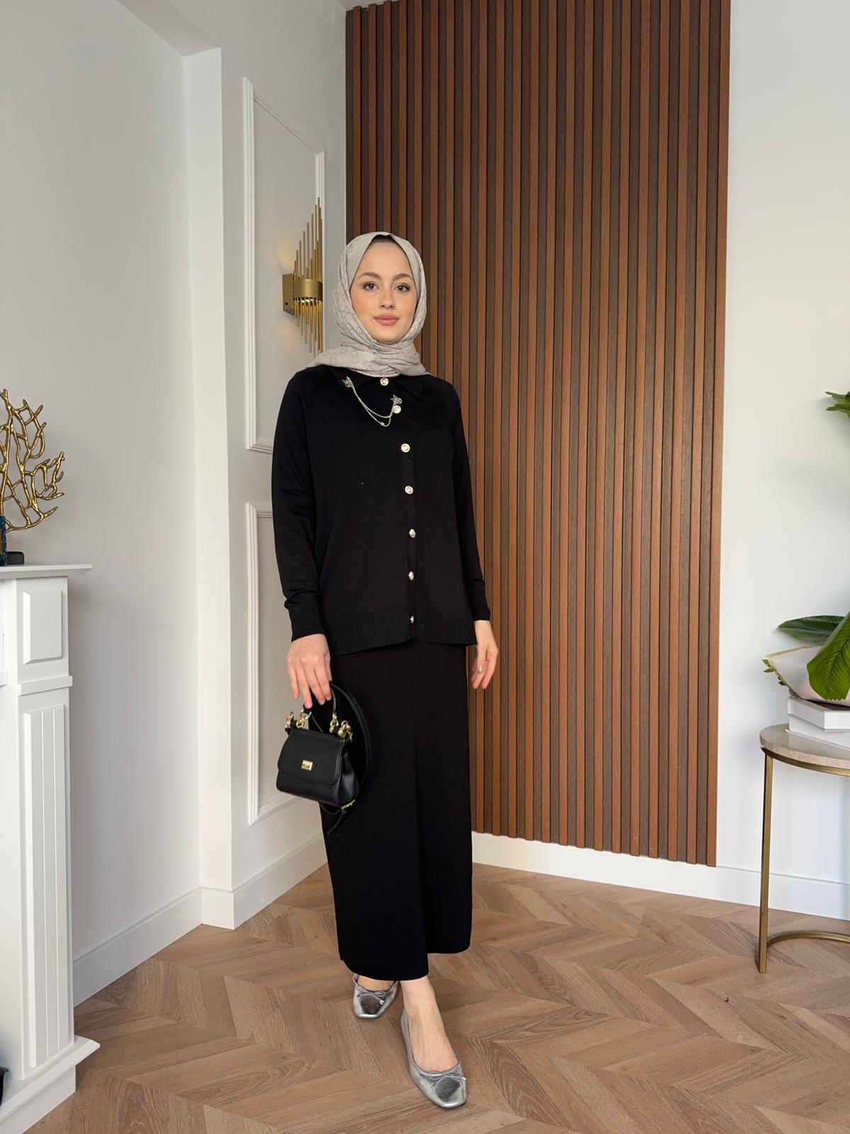 Silver Accessories Merserized Knit Skirt Set Black