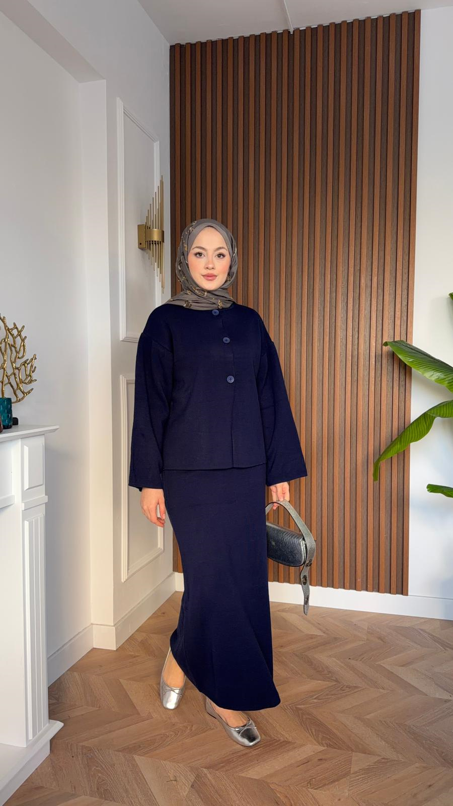 Sue Skirt Knit 2-Piece Set Navy