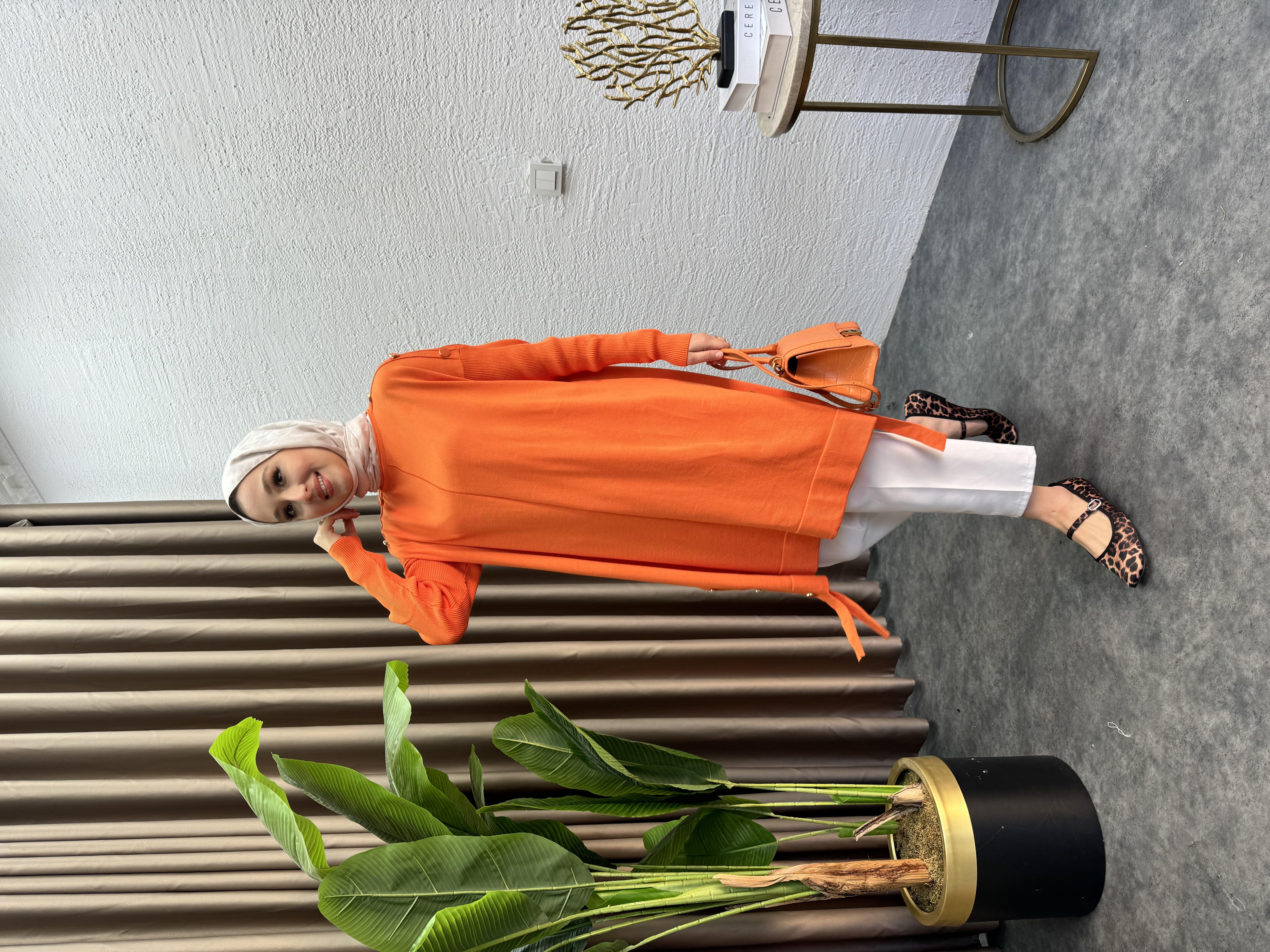MEYSADESIGN TUNİK Asimetrik Merserize Tunik Turuncu
