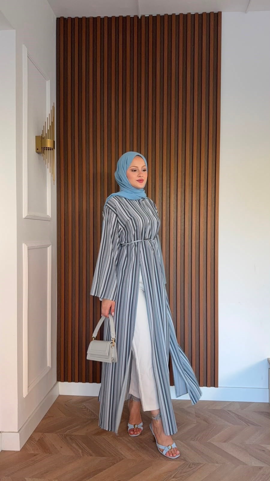 MEYSADESIGN TUNİK Çizgili Parçalı Tunik Mavi