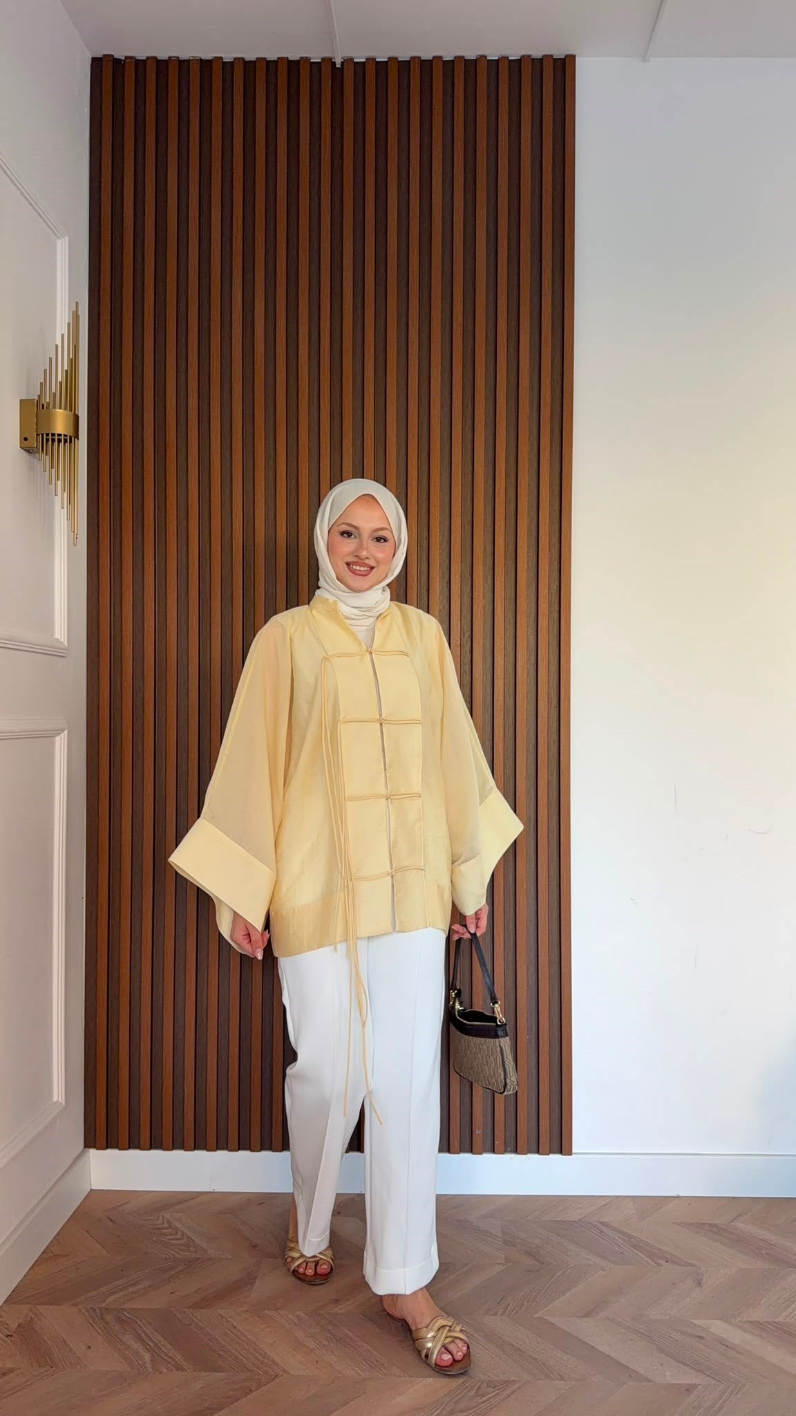 MEYSADESIGN TUNİK Yemen Puantiyeli Kimono Butteryellow