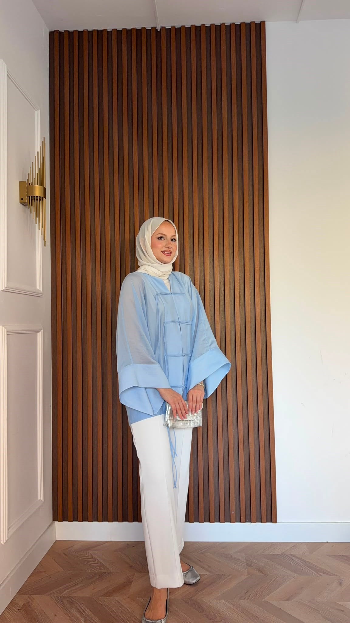 MEYSADESIGN TUNİK Yemen Puantiyeli Kimono Mavi
