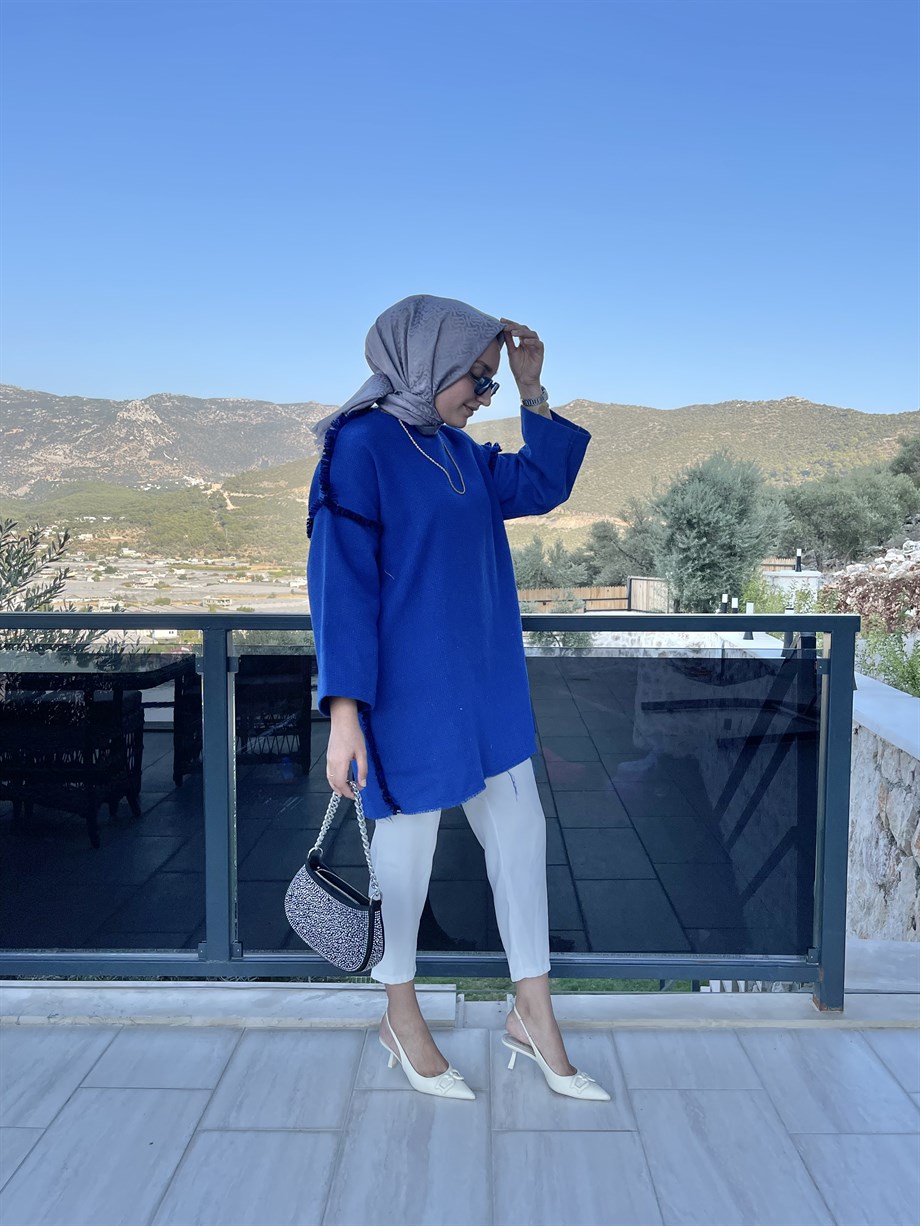 Tüvit Kumaş Tunik Saks Mavisi | Meysadesign | En Trend Kadın Giyim Mağazası  | Yeni Sezonda Modern Güçlü ve Minimal - Bu Aya Özel Fiyatlar