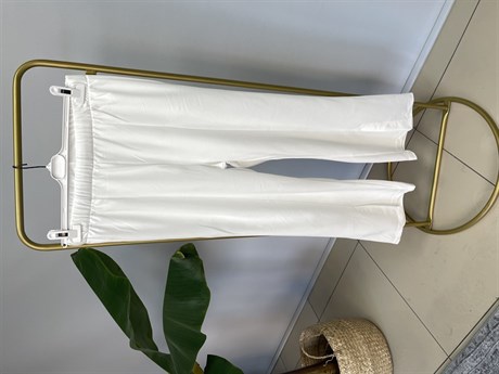 MEYSADESIGN ALT GİYİM Yırtmaç Detaylı Beyaz Pantolon