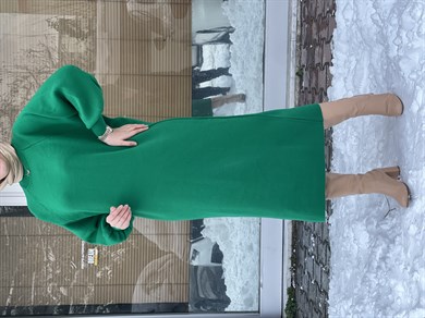 MEYSADESIGN TESETTÜR TRİKO Balon Kol Tesettür Triko Elbise Yeşil