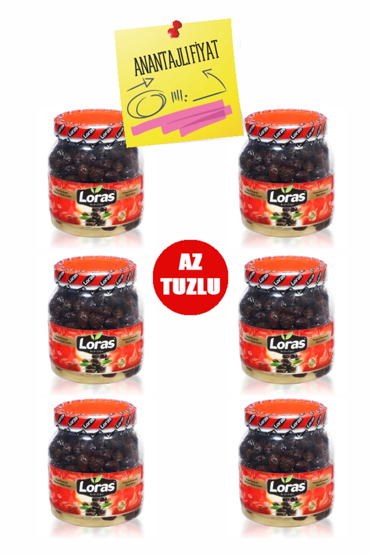 LORAS SİYAH ZEYTİN GEMLİK PET ÖZEL 900 GRx6 AdetKAMPANYALARLORAS