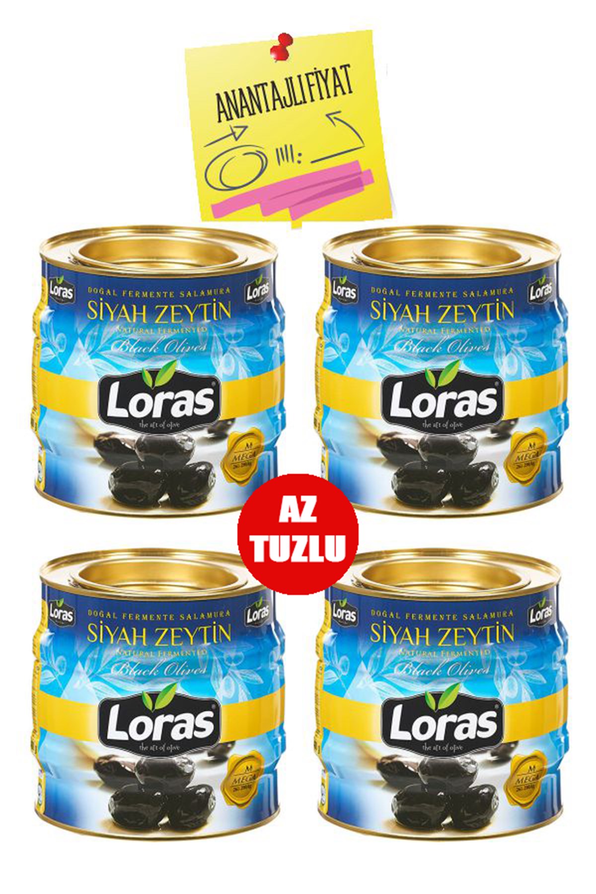 LORAS SİYAH ZEYTİN GEMLİK TENEKE MEGA 1400 GRx4 AdetKAMPANYALARLORAS