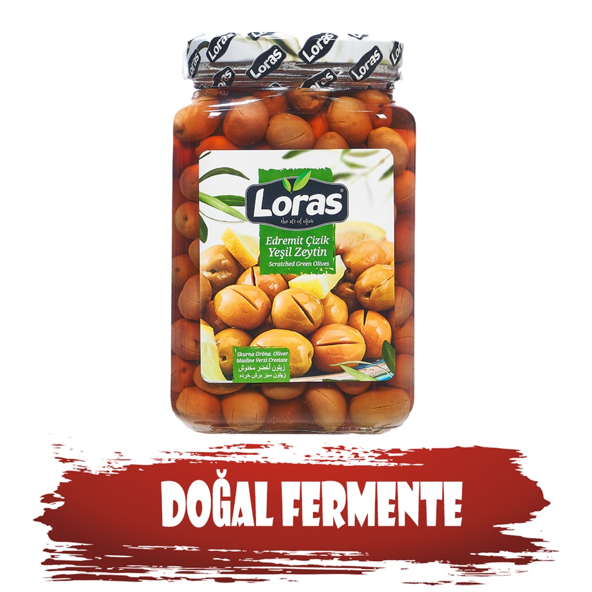 LORAS  EDREMİT ÇİZİK YEŞİL ZEYTİN CAM 900 GR (291 - 320)YEŞİL ZEYTİNLORAS
