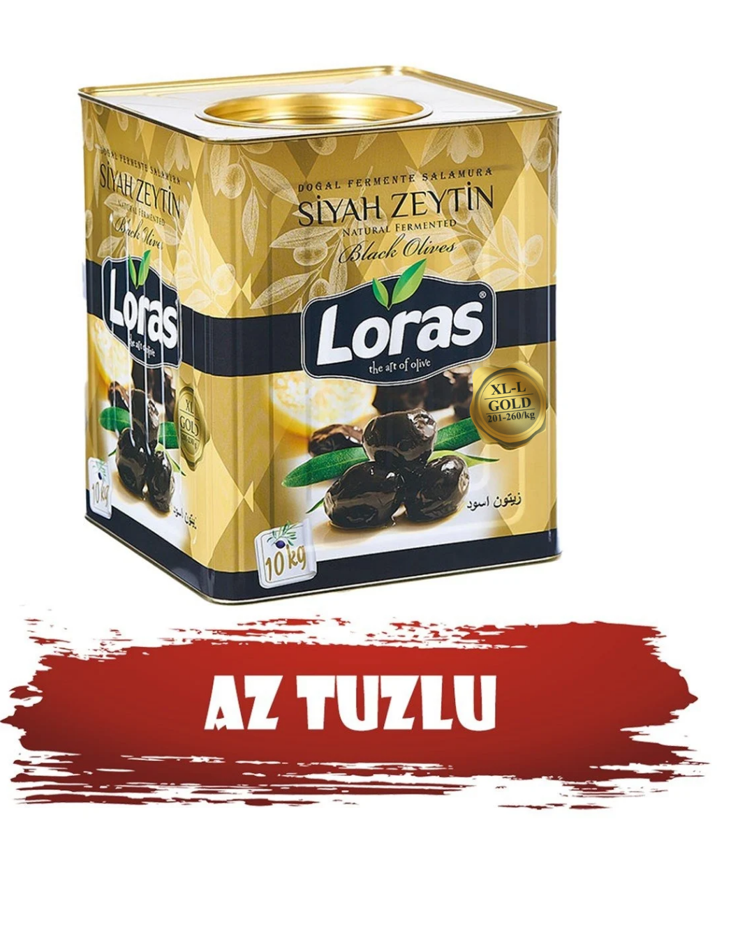 LORAS GEMLİK SİYAH ZEYTİN GOLD TENEKE 10.000 Gr (201 - 260) XL-L SİYAH ZEYTİNLORAS