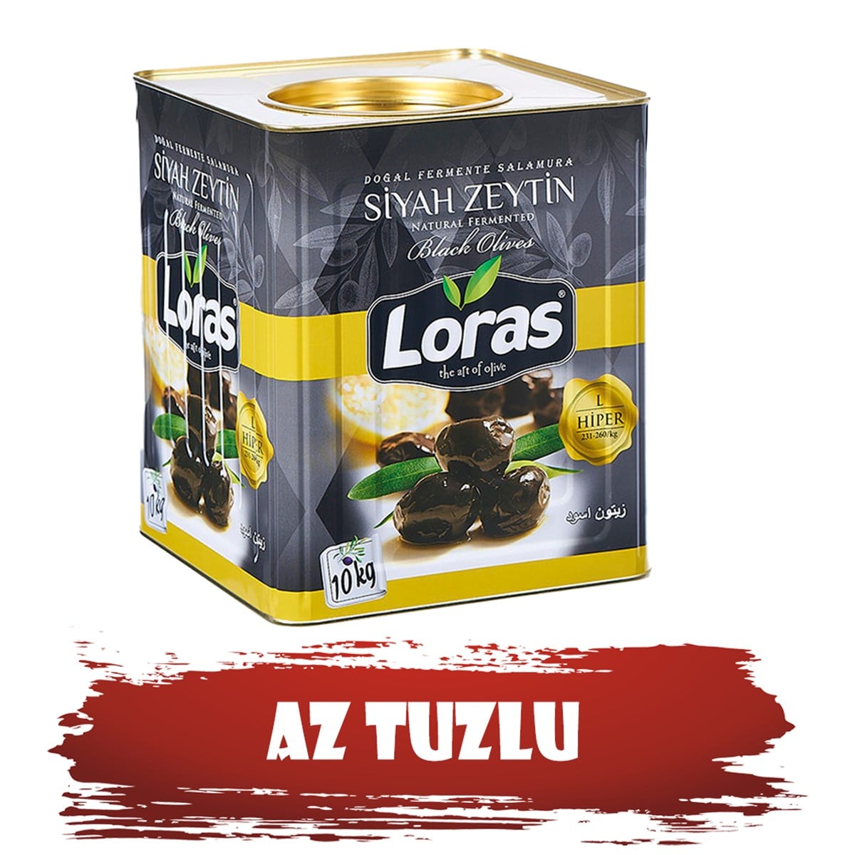LORAS  GEMLİK SİYAH ZEYTİN TENEKE HİPER 10.000 GR (231 - 260)SİYAH ZEYTİNLORAS