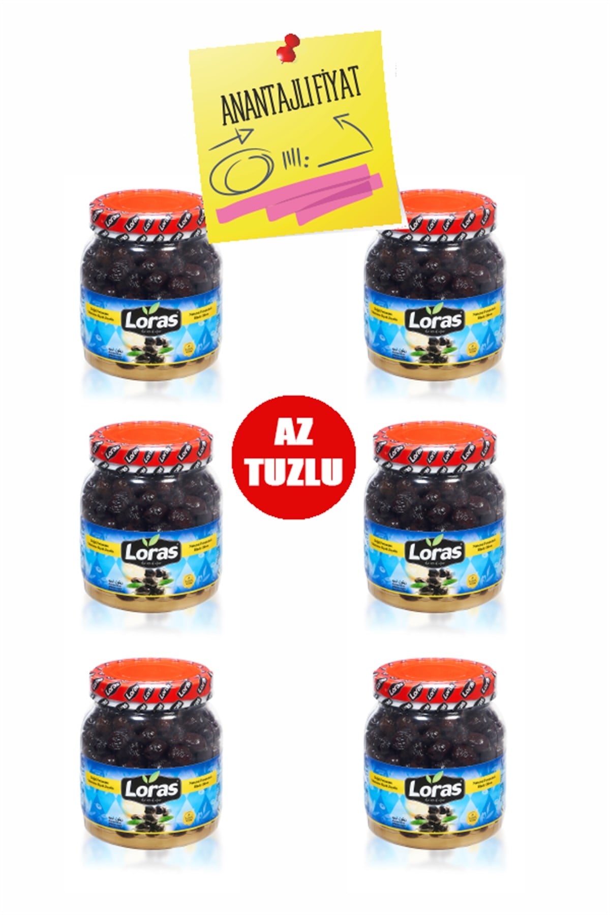 LORAS SİYAH ZEYTİN GEMLİK PET MEGA 900 GRx6 AdetKAMPANYALARLORAS