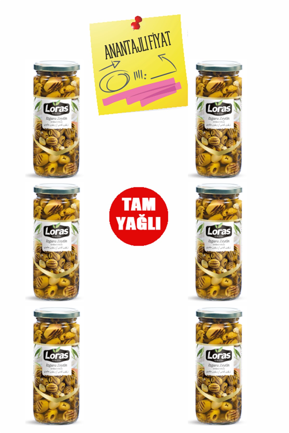 LORAS YEŞİL ZEYTİN CAM IZGARA 300 GRx6 ADETKAMPANYALARLORAS
