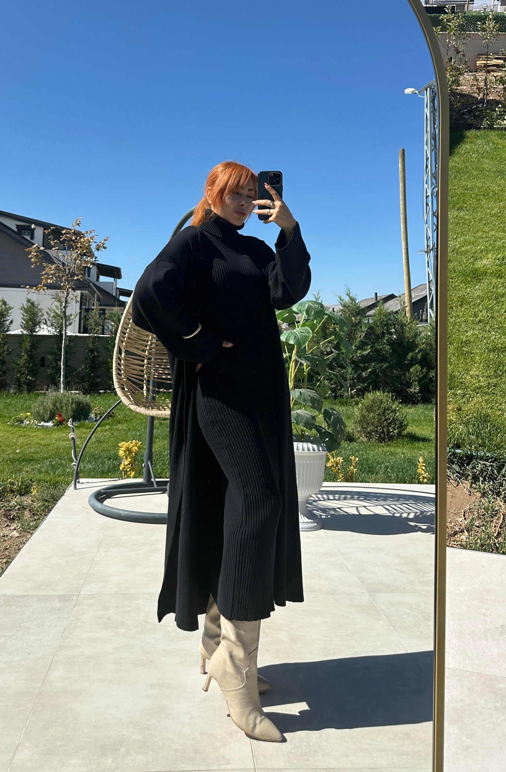 Siyah Elbise Hırka Takım