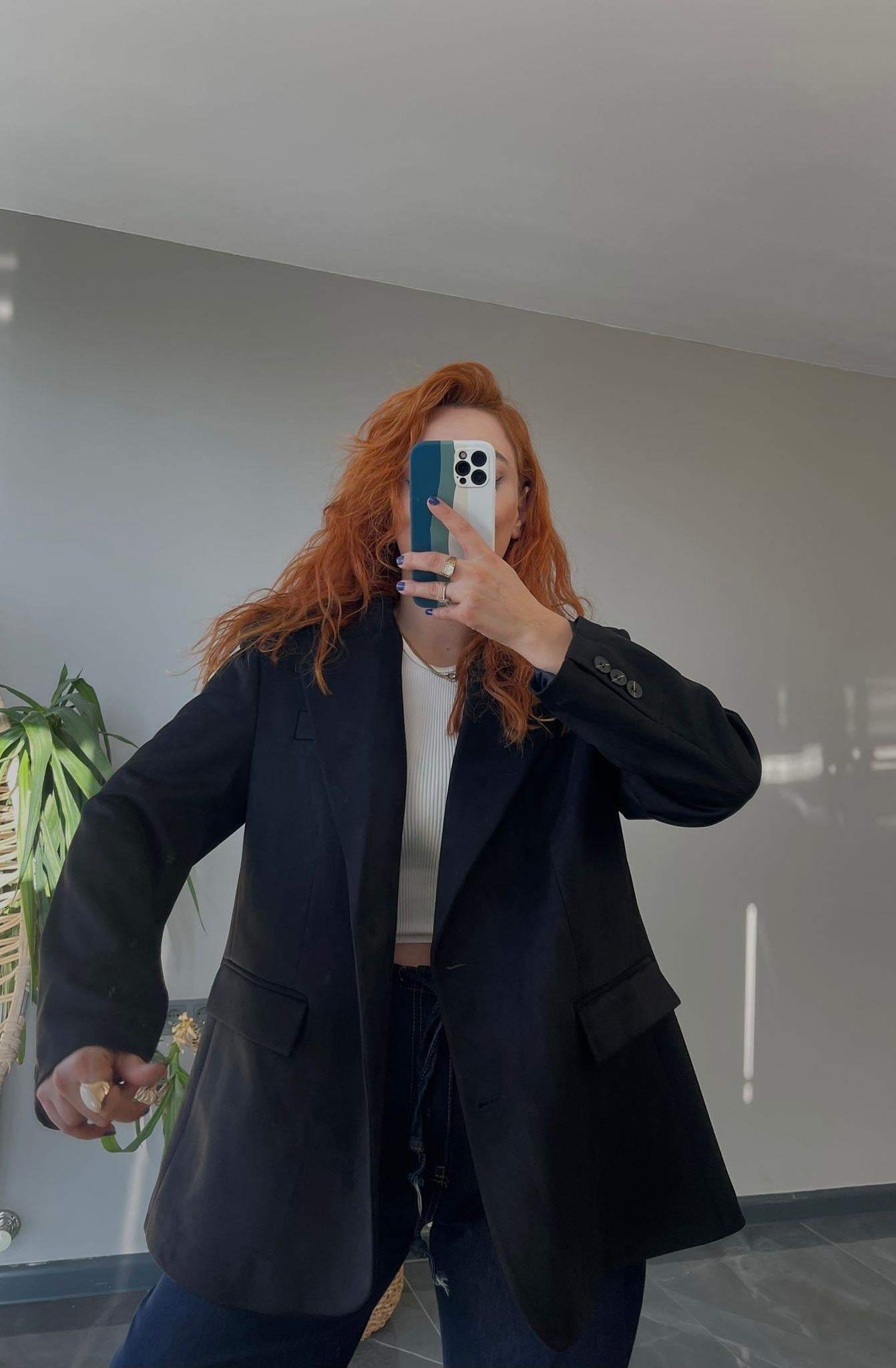 Siyah Süet Blazer Ceket
