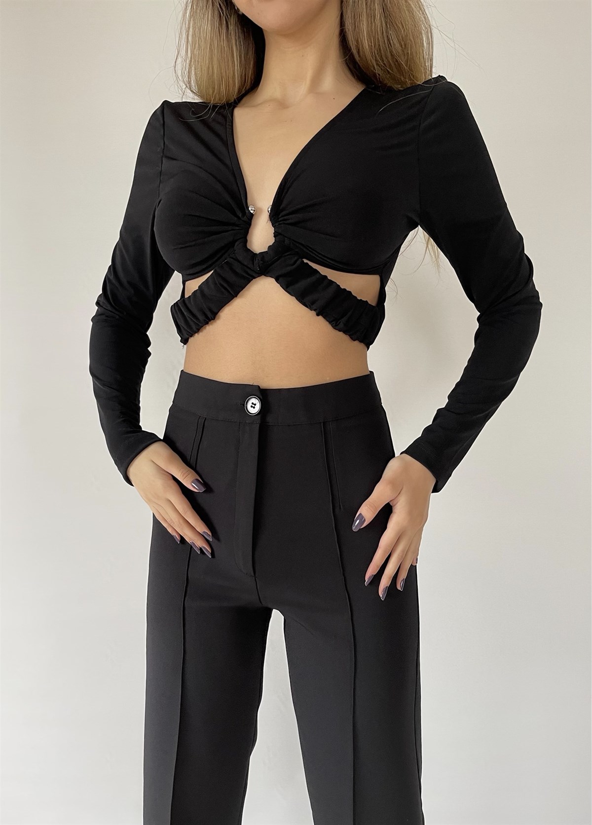 Ön Detay New Bluz-Siyah