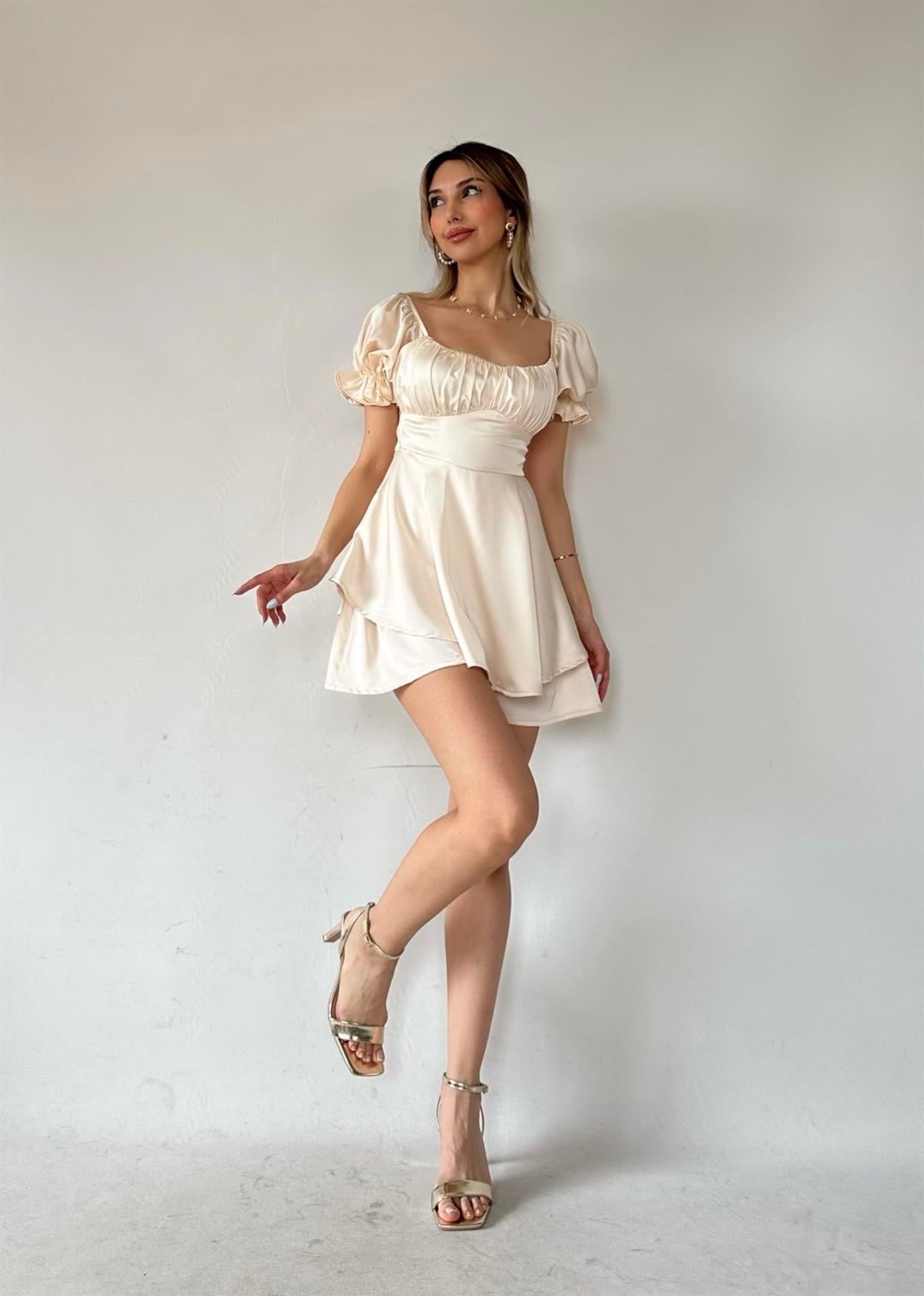 Perla Tulum Elbise Bej