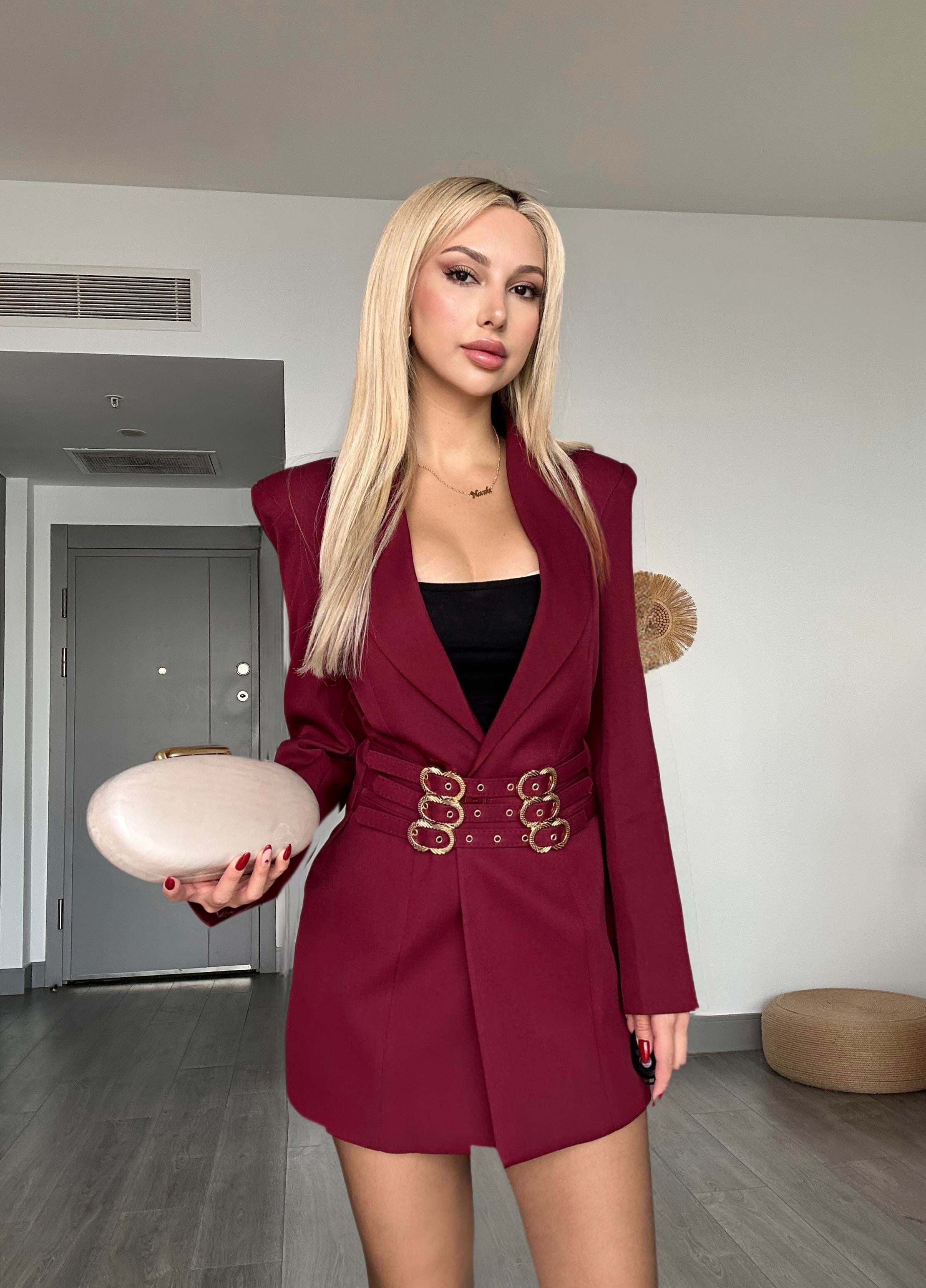 Burgundy Blazer Ceket 