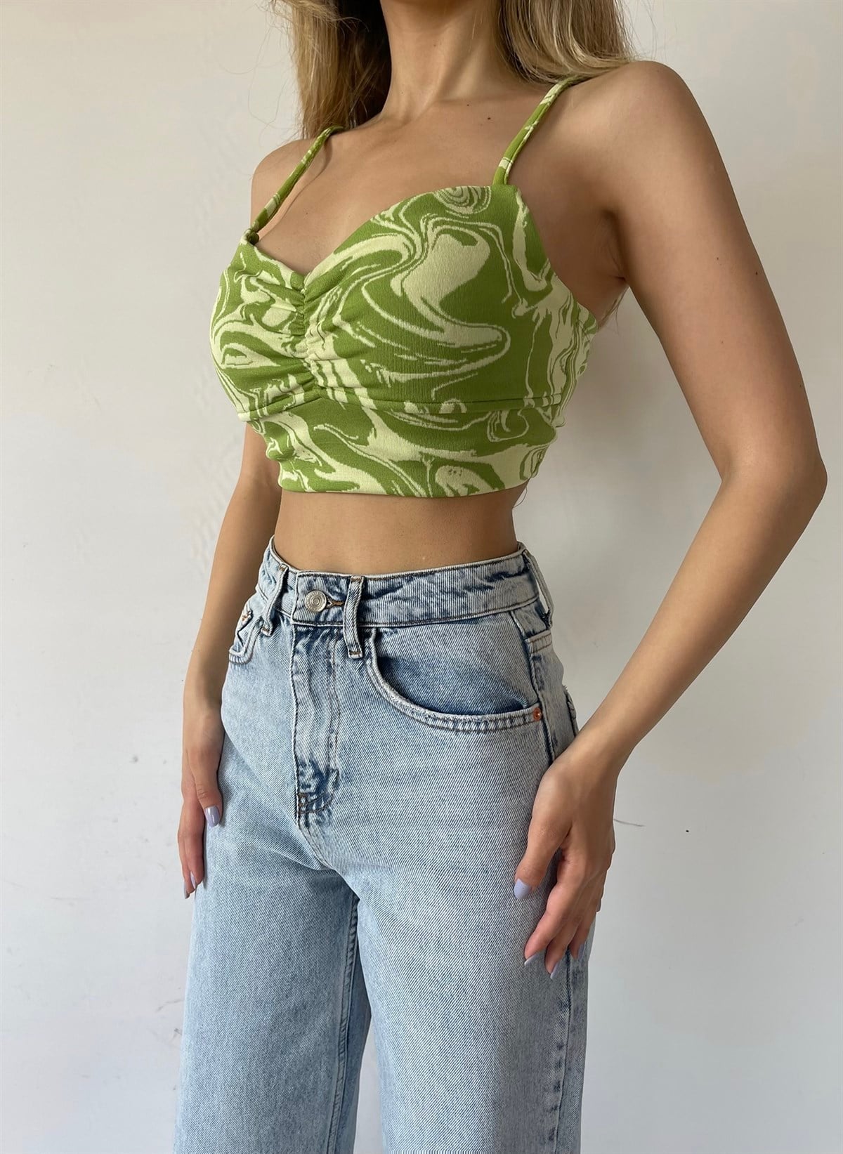 Gres Crop Top Yeşil