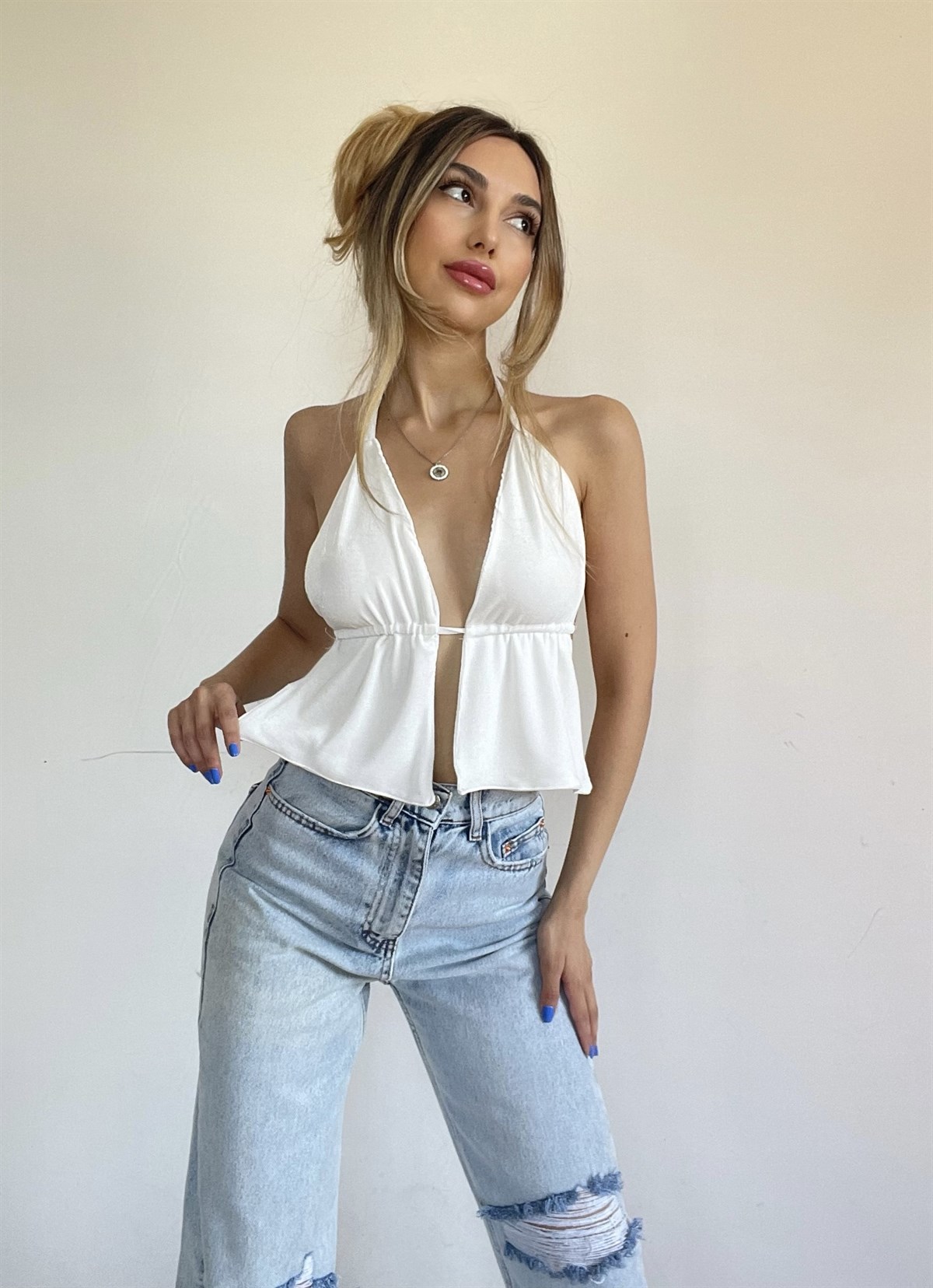 Perla Crop Top Beyaz