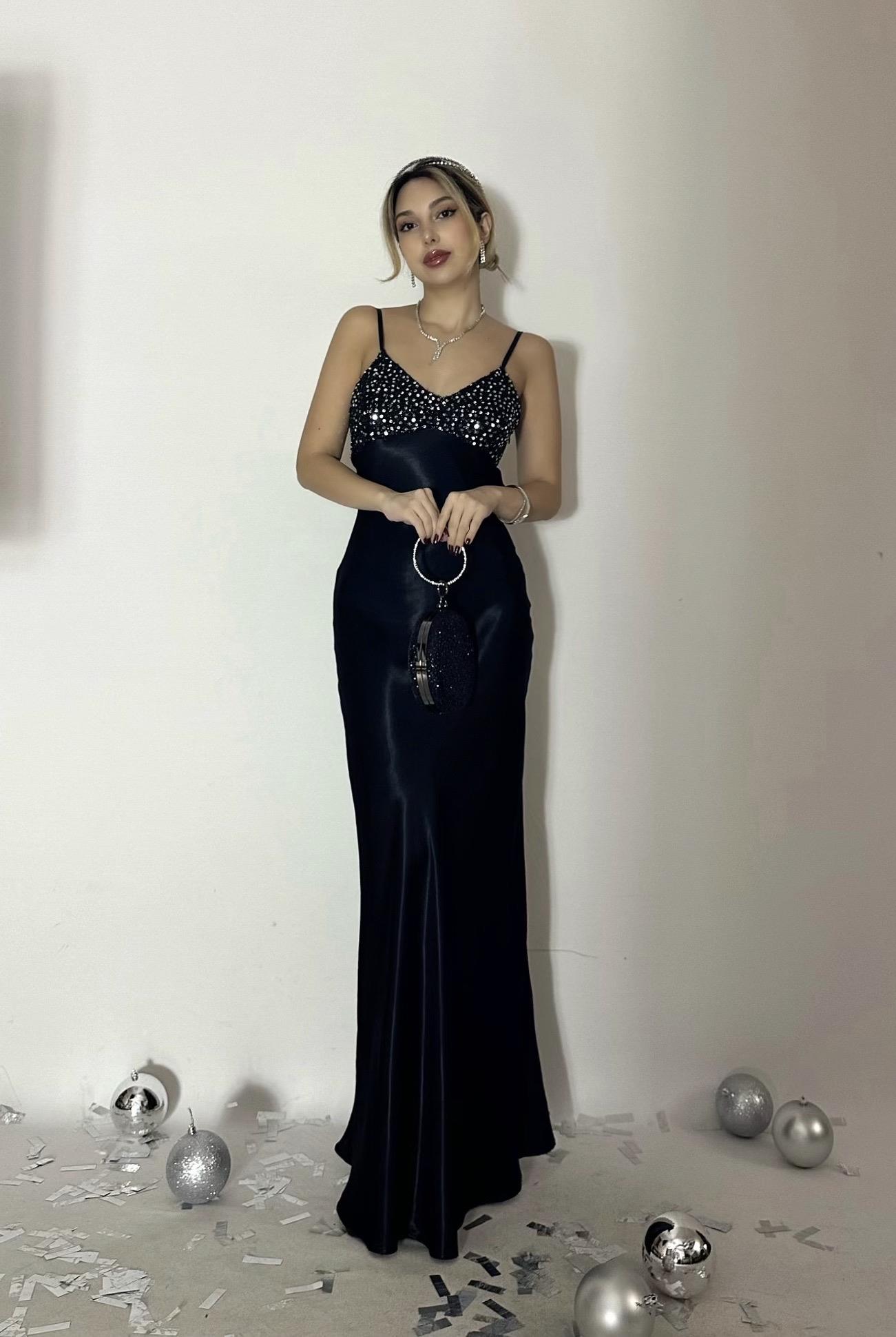 Saten Violetta Elbise 