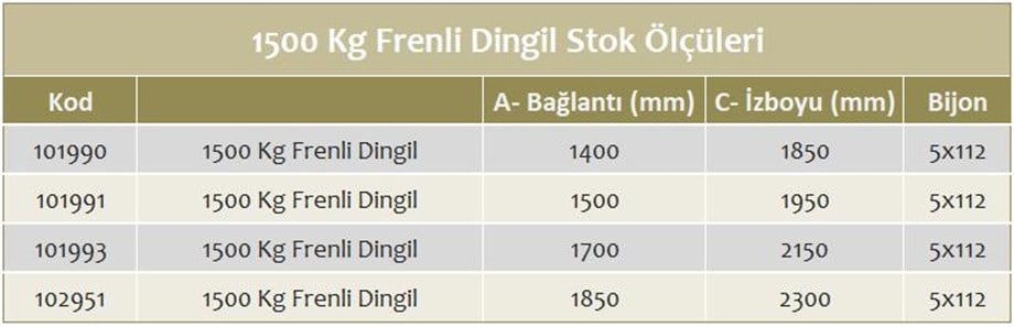 1500 Kg Frenli Torsiyon Dingil - Schlegl