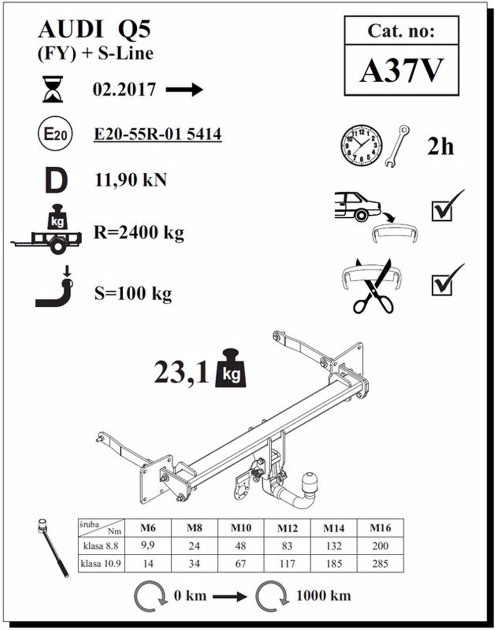 Audi Q5 Çeki Demiri , Dikey Sökülebilir , 2017 - Bugüne