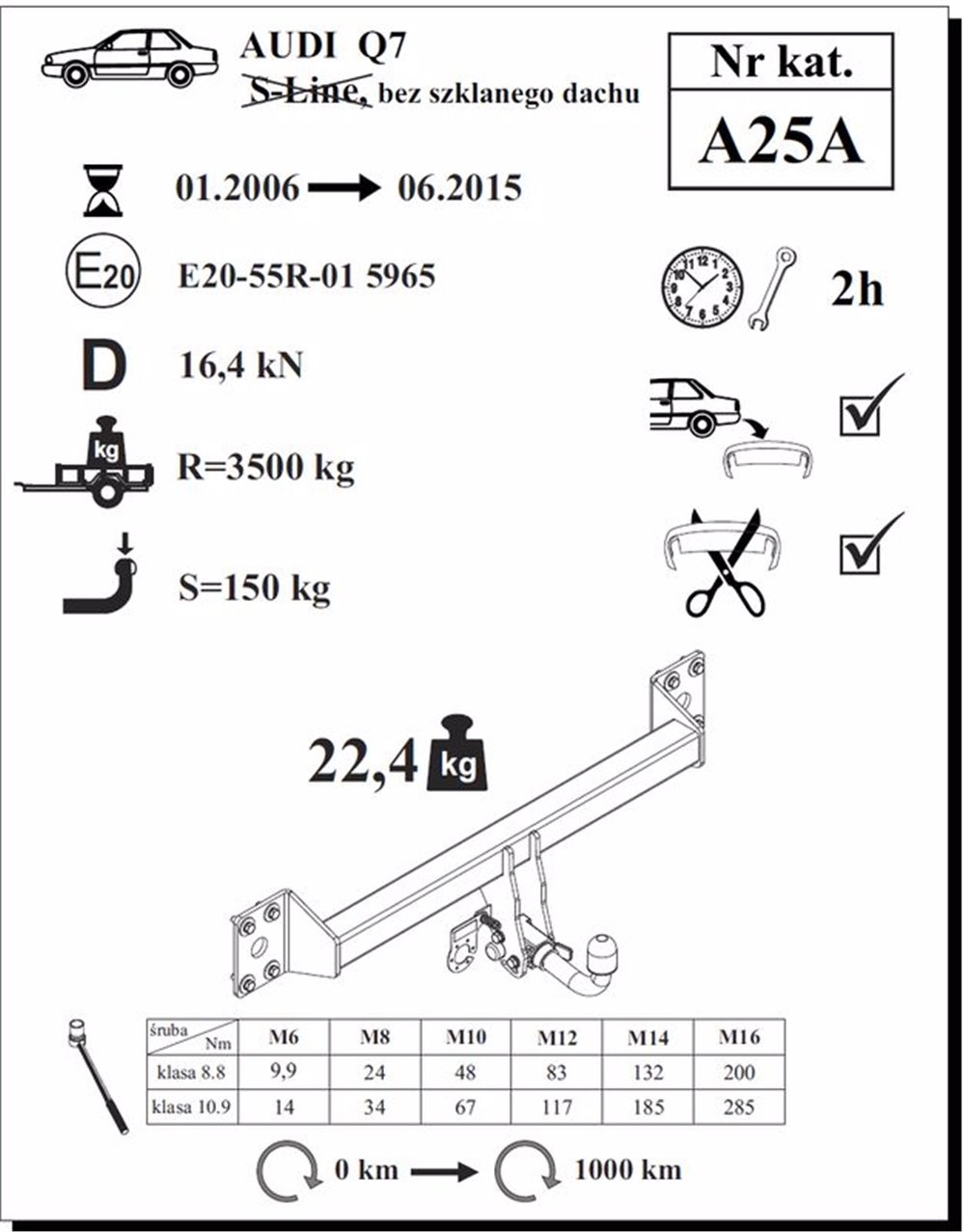 Audi Q7 Çeki Demiri , Yatay Sökülebilir , 2006 - 2015
