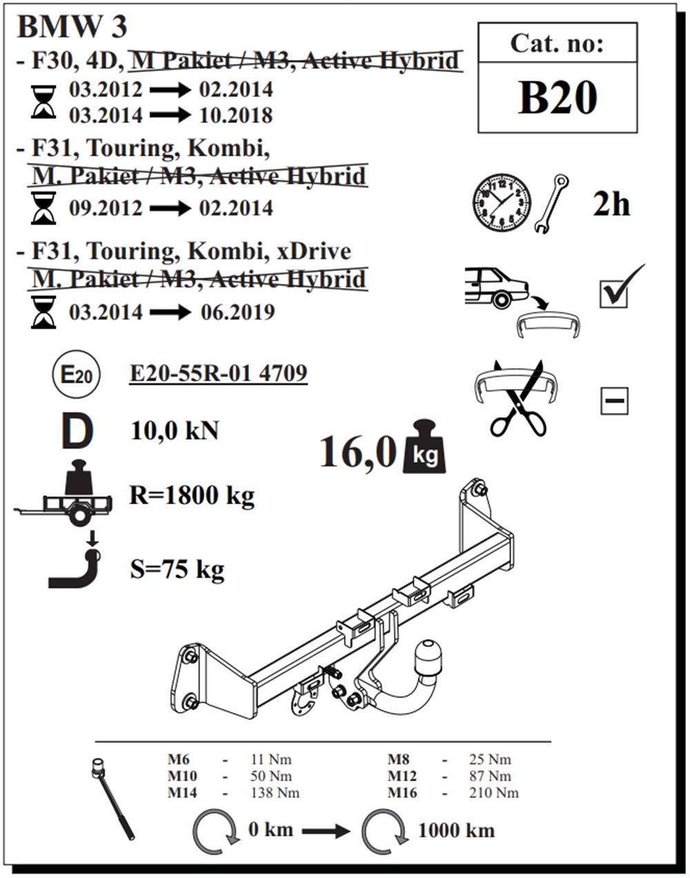 BMW 3 Serisi Touring ( F31 ) Çeki Demiri , Kuğu Boynu - Sabit , 2012 - 2019