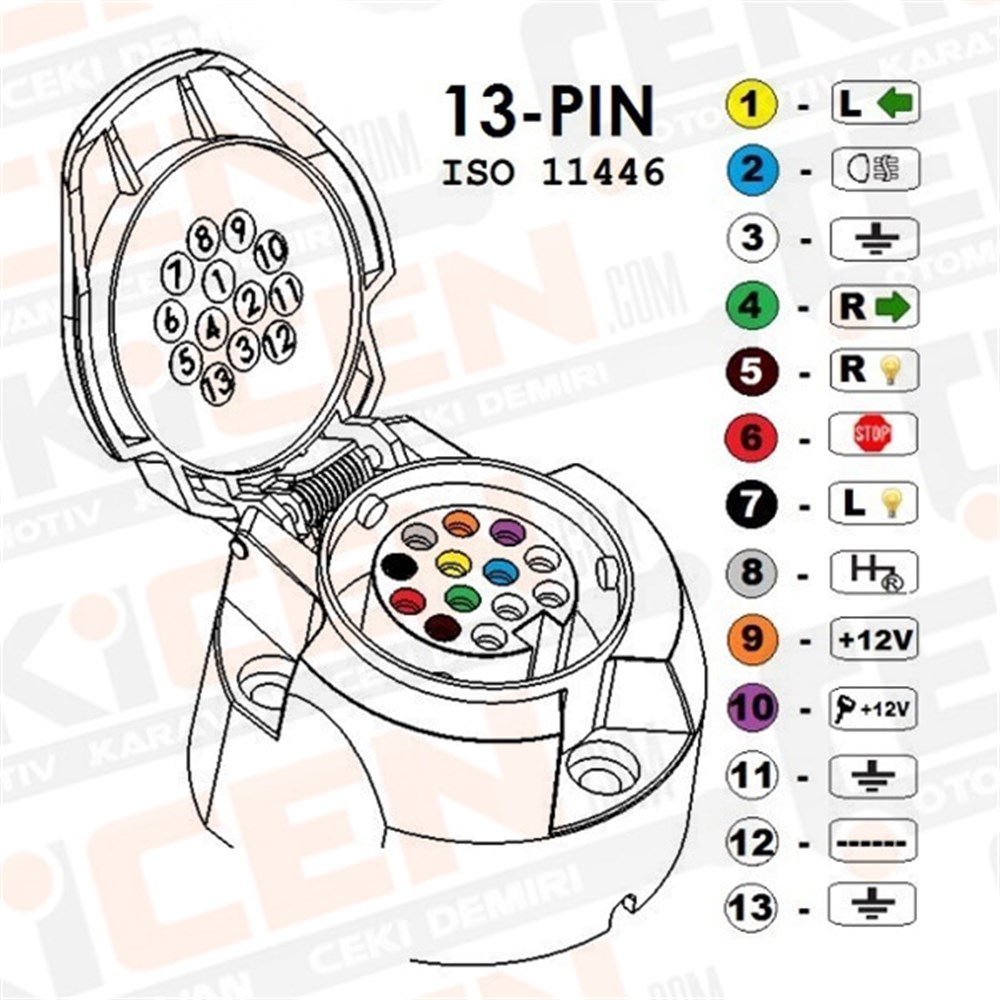 Çeki Demiri Elektrik Tesisatı Seti - 13 Pin Modüllü