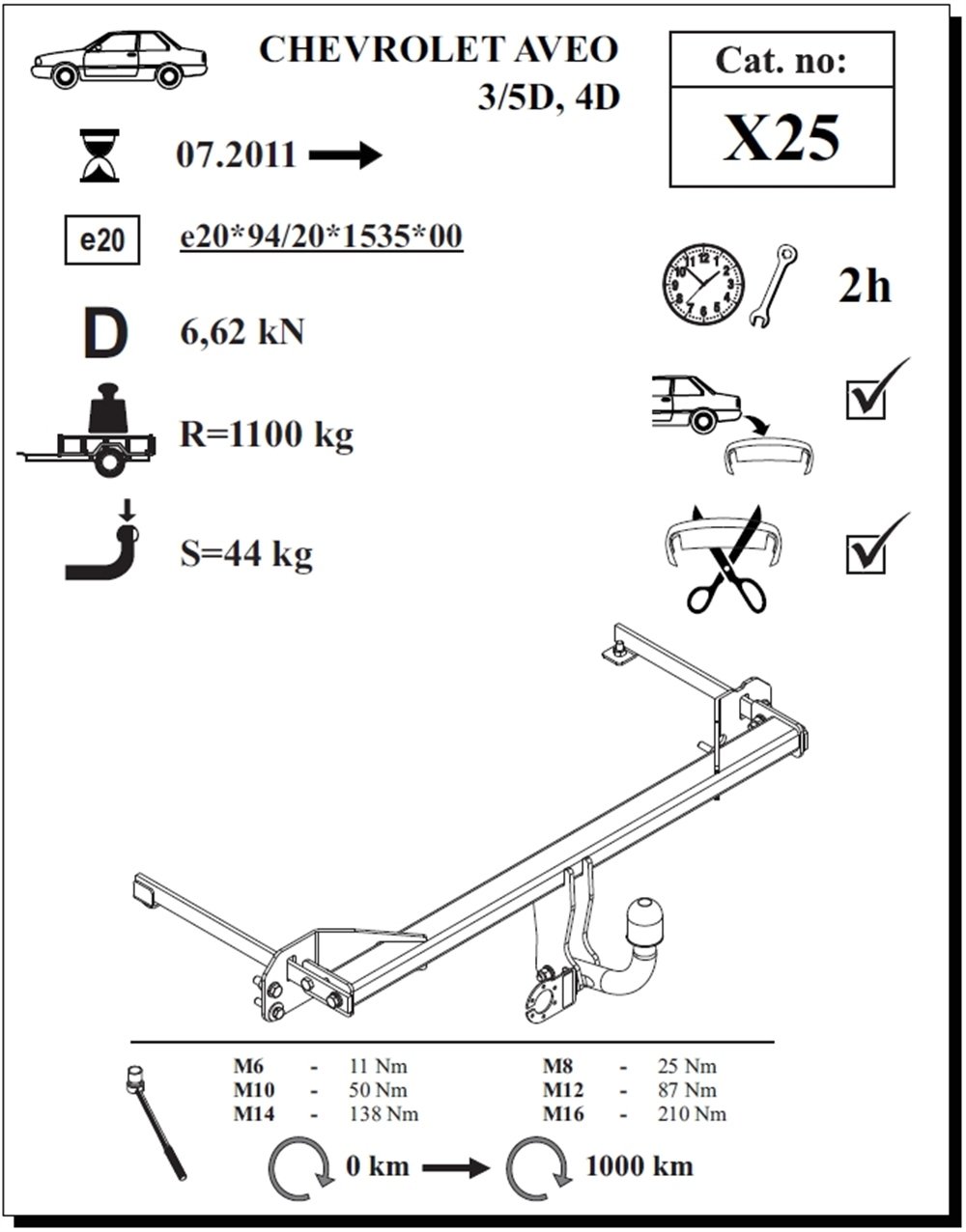 Chevrolet Aveo Çeki Demiri , Kuğu Boynu - Sabit , 2011 - Bugüne