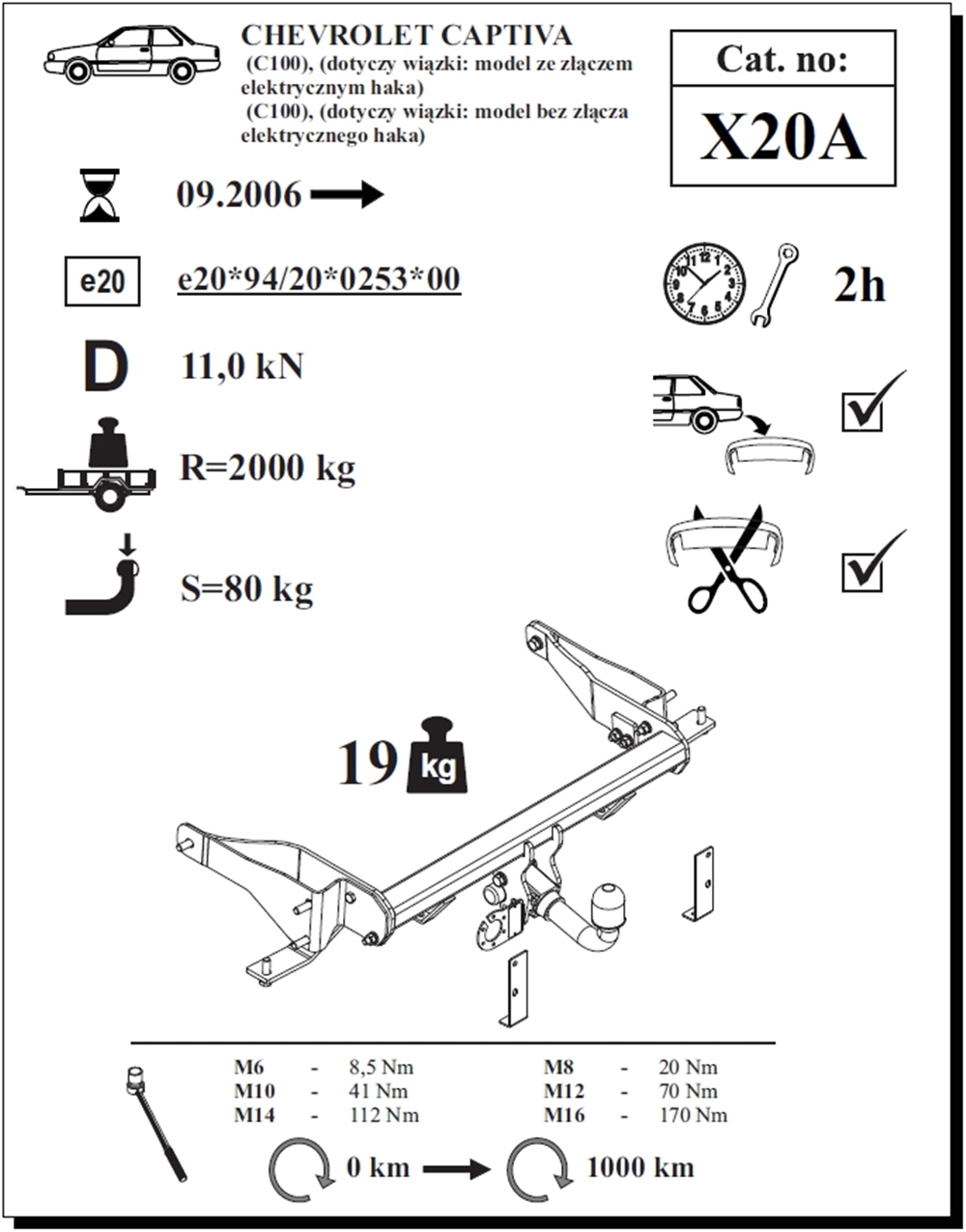 Chevrolet Captiva Çeki Demiri , Yatay Sökülebilir , 2006 - Bugüne