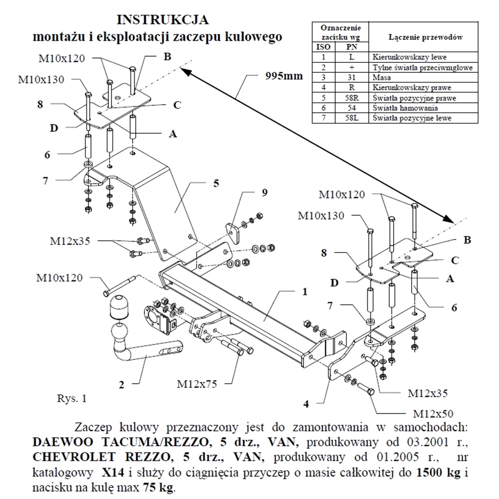 Chevrolet Rezzo Çeki Demiri , Kuğu Boynu - Sabit , 2005 - Bugüne