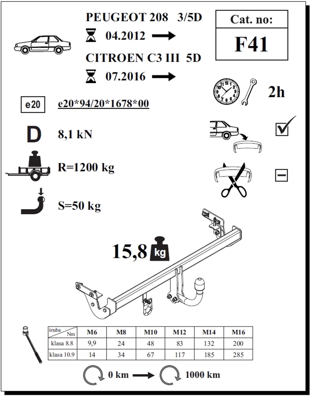 Citroen C3 Çeki Demiri , Kuğu Boynu - Sabit , 2016 - Bugüne