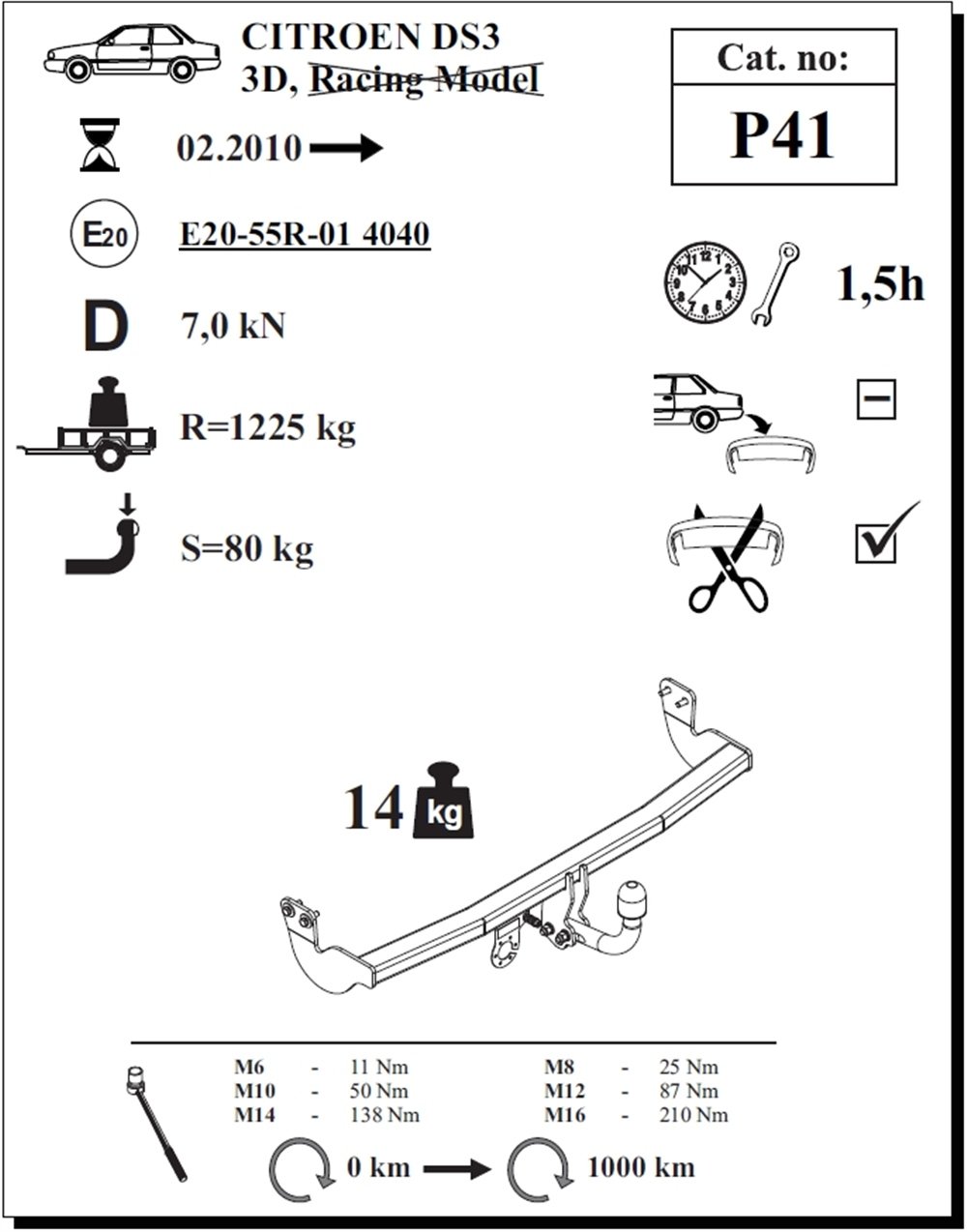 Citroen DS3 Çeki Demiri , Kuğu Boynu - Sabit , 2010 - Bugüne