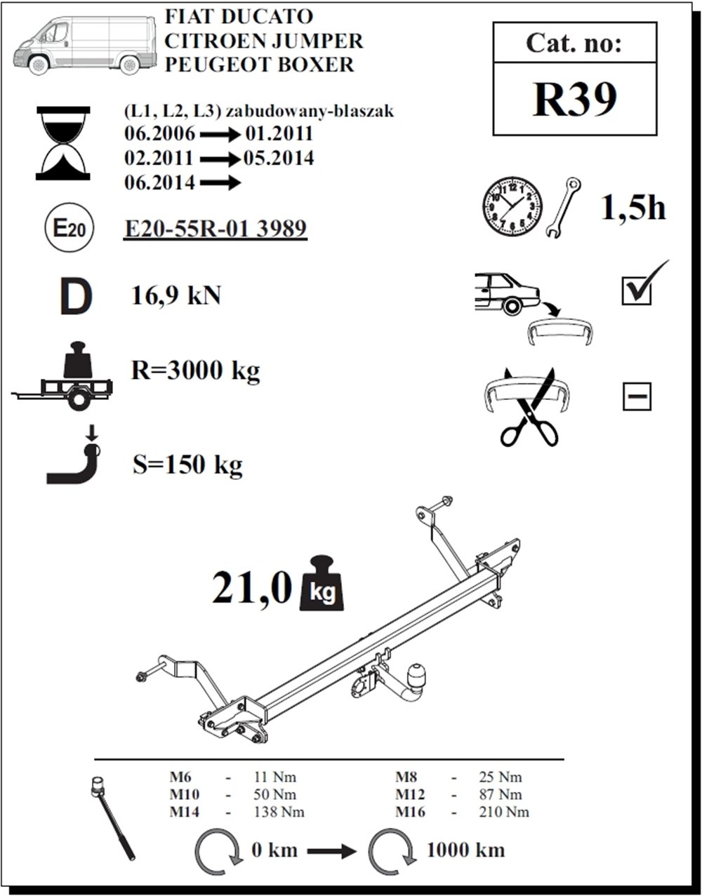 Citroen Jumper Panelvan L1-L2-L3 Çeki Demiri , Kuğu Boynu - Sabit , 2006 - Bugüne