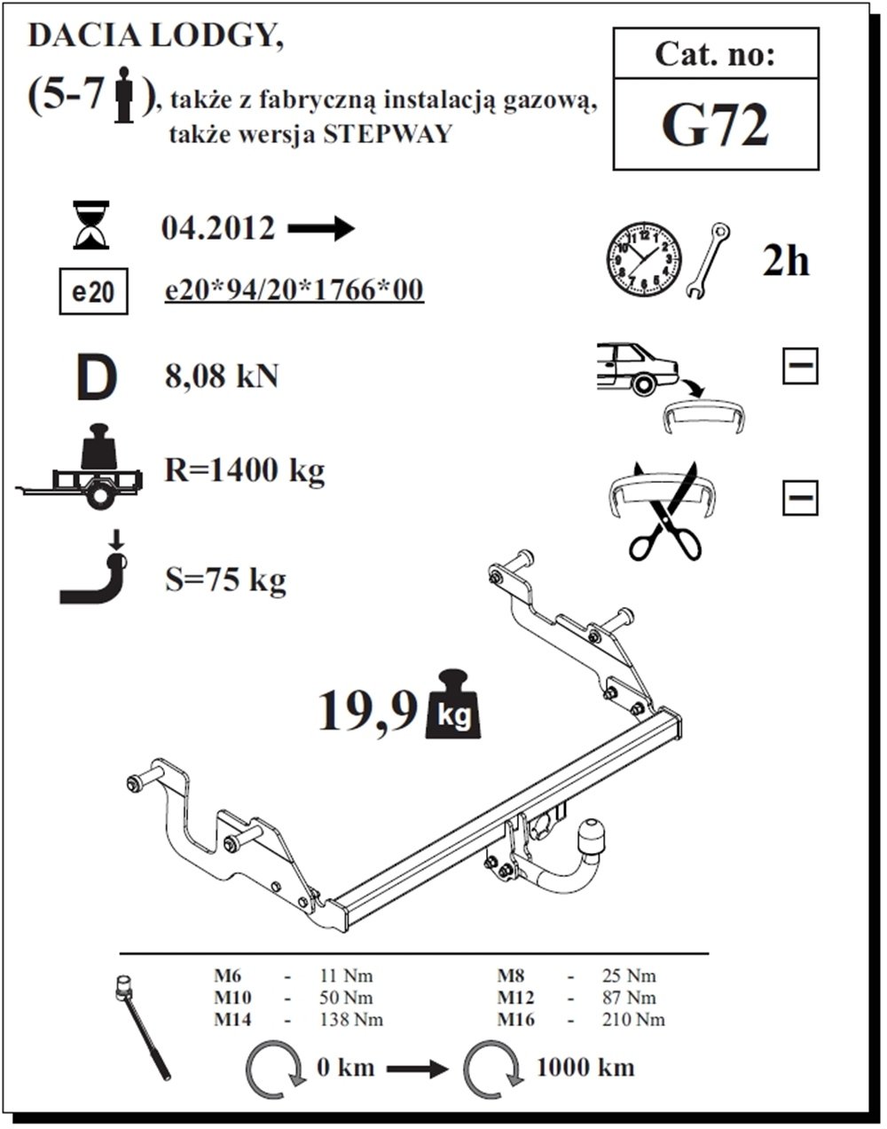Dacia Lodgy  Çeki Demiri , Kuğu Boynu - Sabit , 2012 - Bugüne